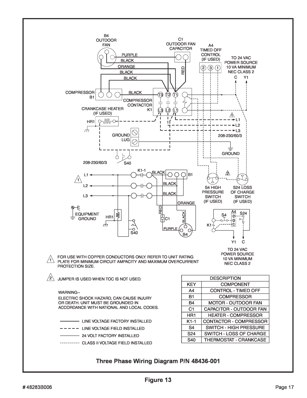 Lennox International Inc 2SCU13 warranty Three Phase Wiring Diagram P/N Figure 