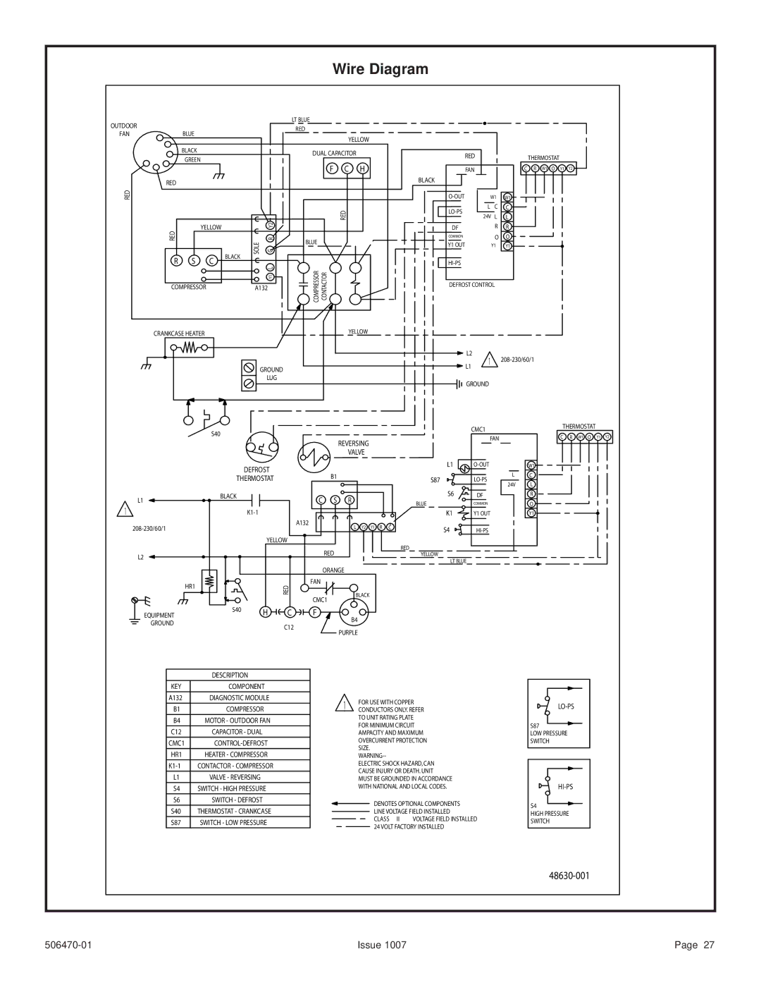 Lennox International Inc 4HP18LT manual Wire Diagram 