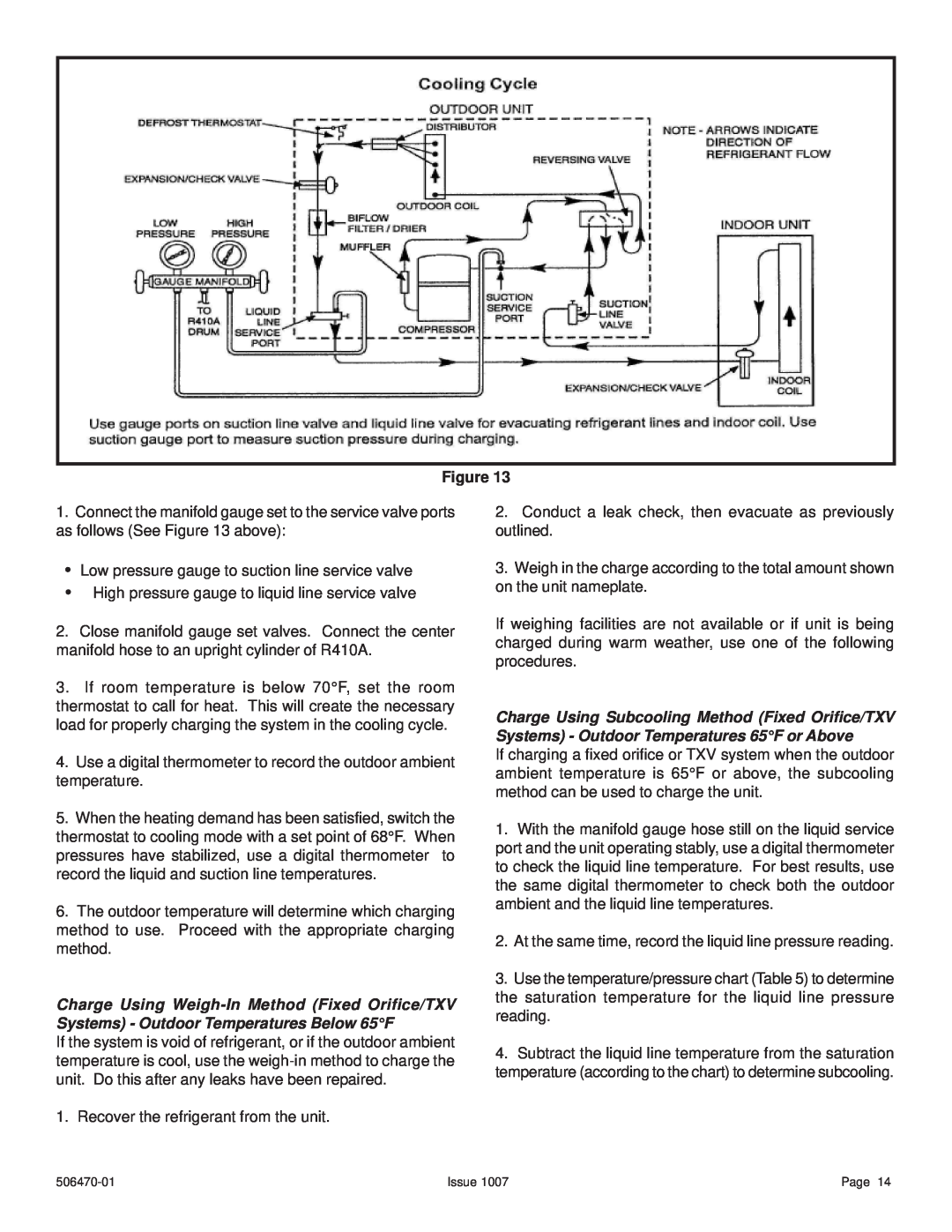 Lennox International Inc 4HP18LT manual Low pressure gauge to suction line service valve 