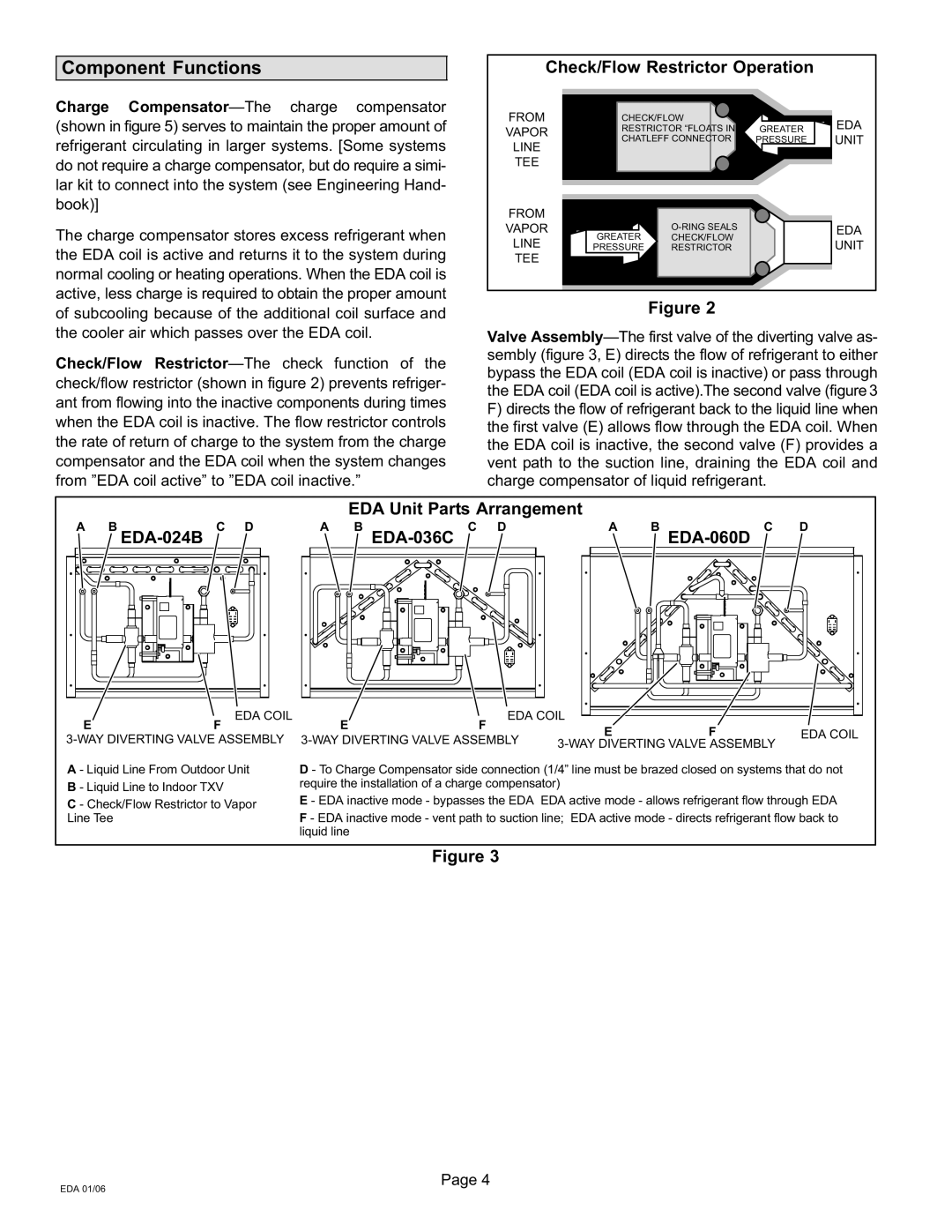 Lennox International Inc 505, 021 installation instructions Component Functions, Check/Flow Restrictor Operation 