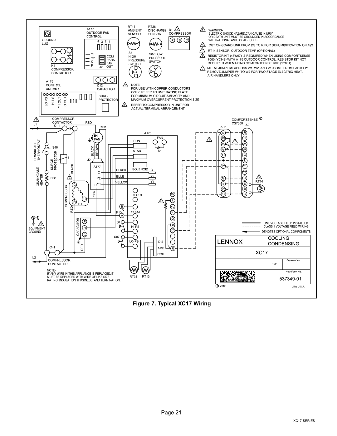 Lennox International Inc Dave Lennox Signature Collection XC17 Air Conditioner, 506510-01 Typical XC17 Wiring 