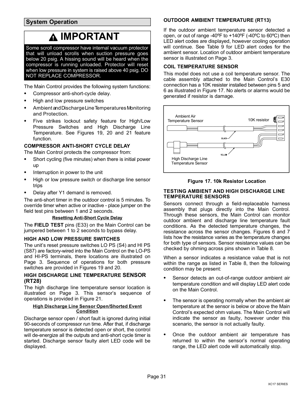 Lennox International Inc Dave Lennox Signature Collection XC17 Air Conditioner, 506510-01 System Operation 