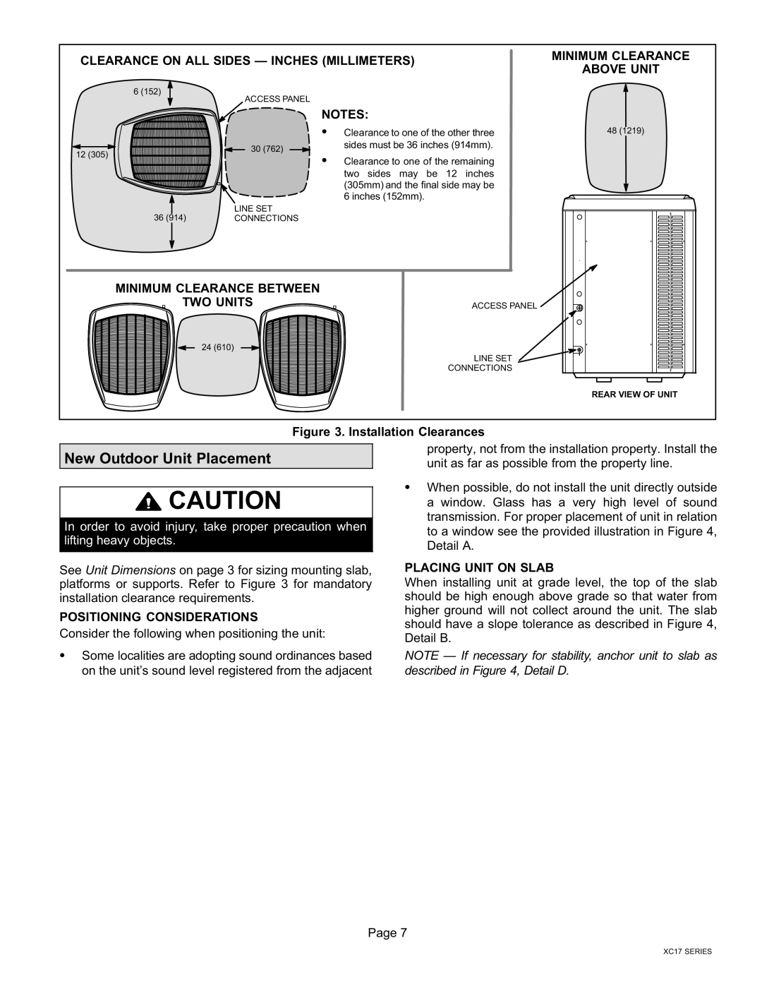 Lennox International Inc Dave Lennox Signature Collection XC17 Air Conditioner, 506510-01 New Outdoor Unit Placement 