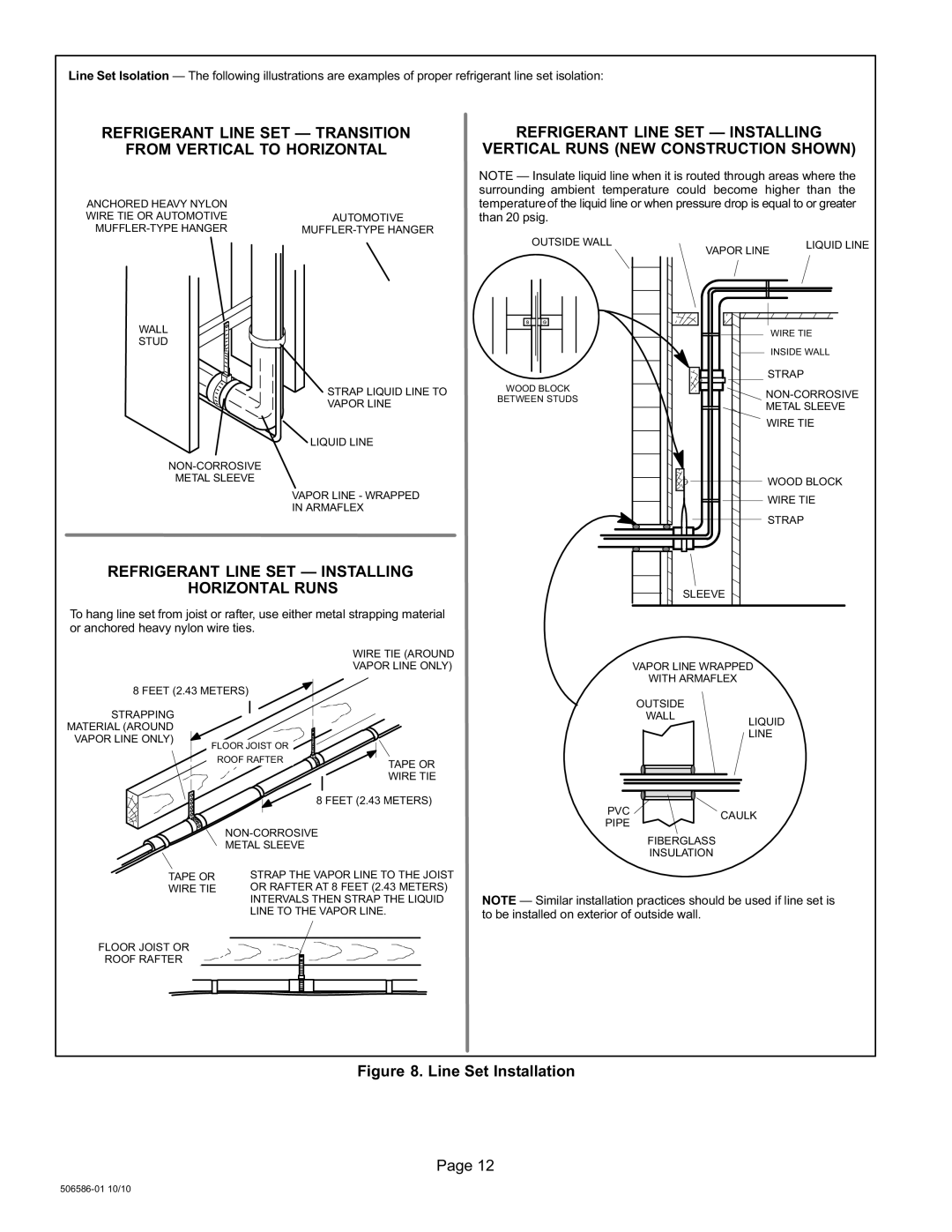 Lennox International Inc 506586-01 installation instructions Refrigerant Line SET From Vertical to Horizontal 