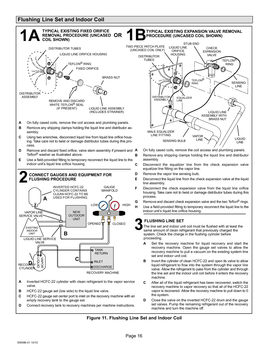 Lennox International Inc 506586-01 installation instructions Flushing Line Set and Indoor Coil 