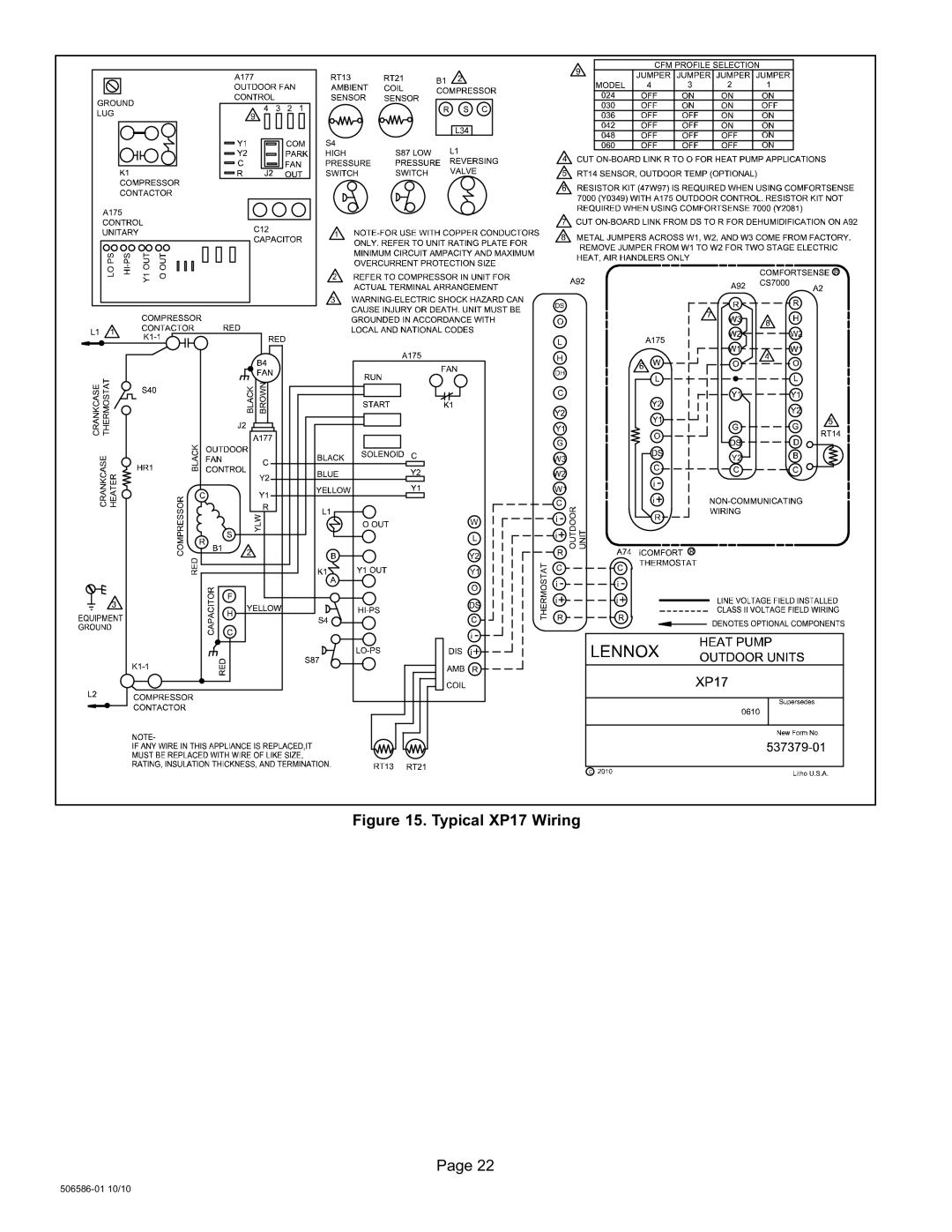 Lennox International Inc 506586-01, Dave Lennox Signature Collection XP17 System HEAT PUMPS Typical XP17 Wiring 