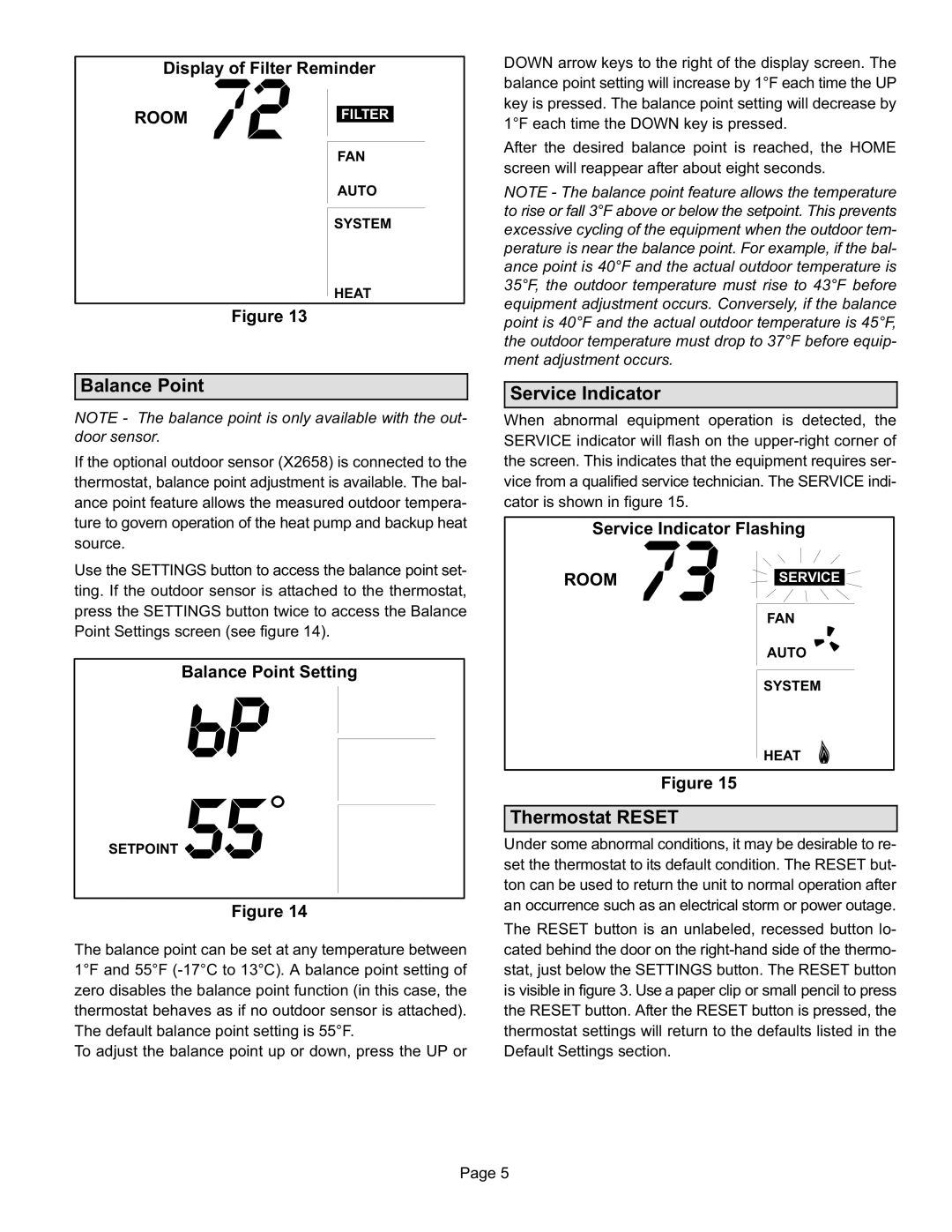 Lennox International Inc 51M32 operation manual Balance Point Setting, Service Indicator Flashing Room 