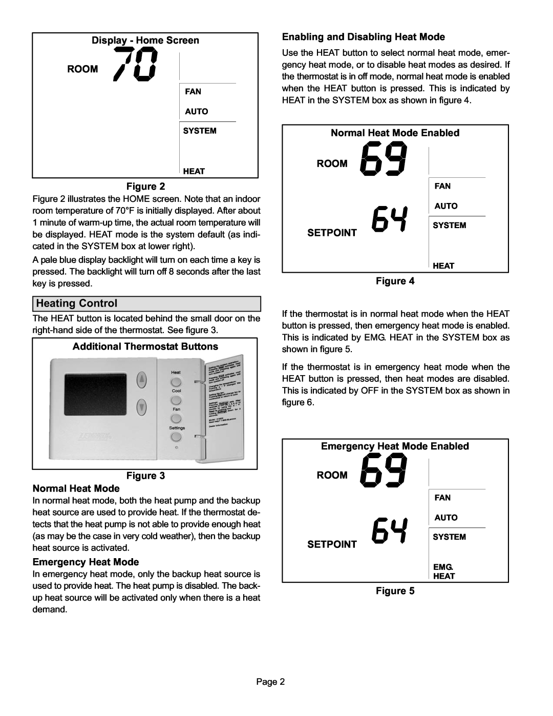 Lennox International Inc 51M32 operation manual Heating Control, Display − Home Screen ROOM 