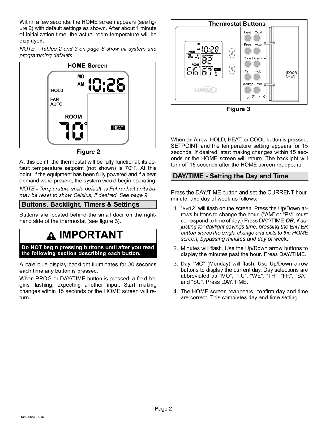 Lennox International Inc 51M37 operation manual 505069M 07/05 