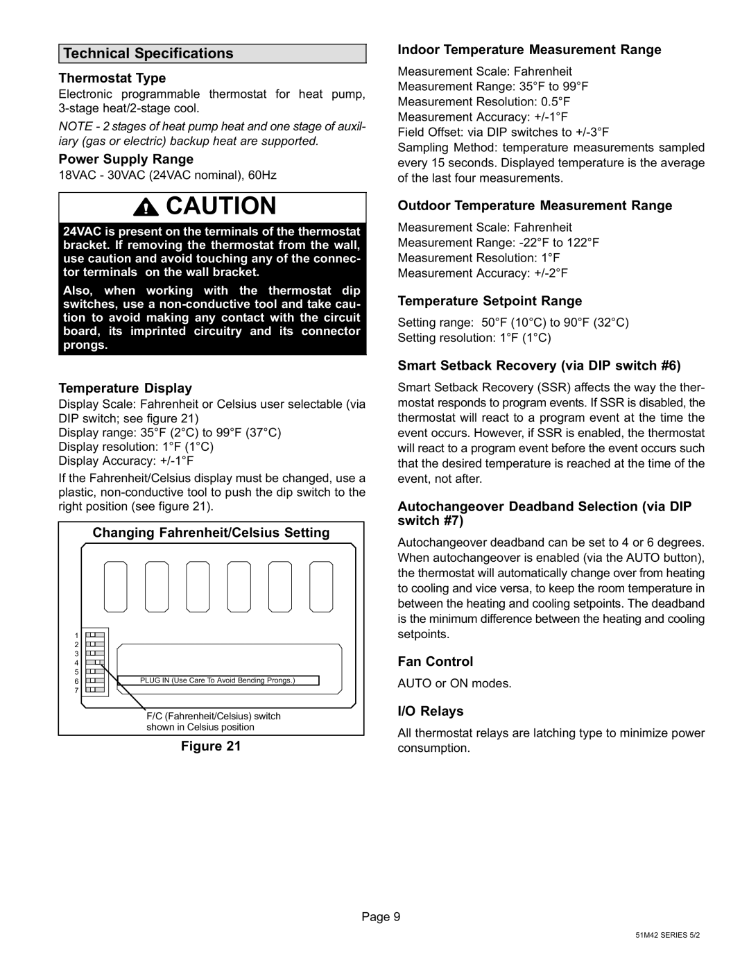 Lennox International Inc 51M37 operation manual Technical Specifications 