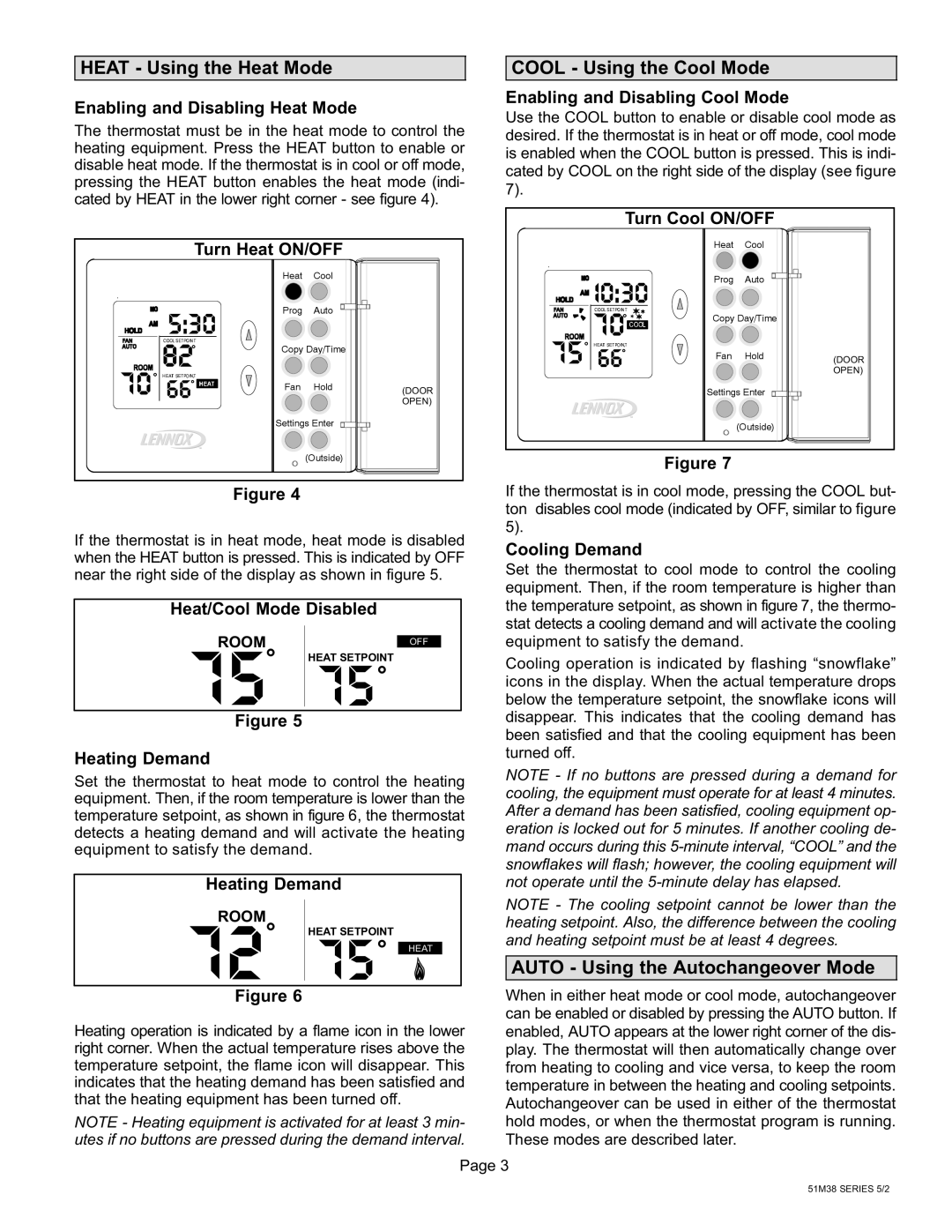 Lennox International Inc 51M37 operation manual 51M38 Series 5/2 