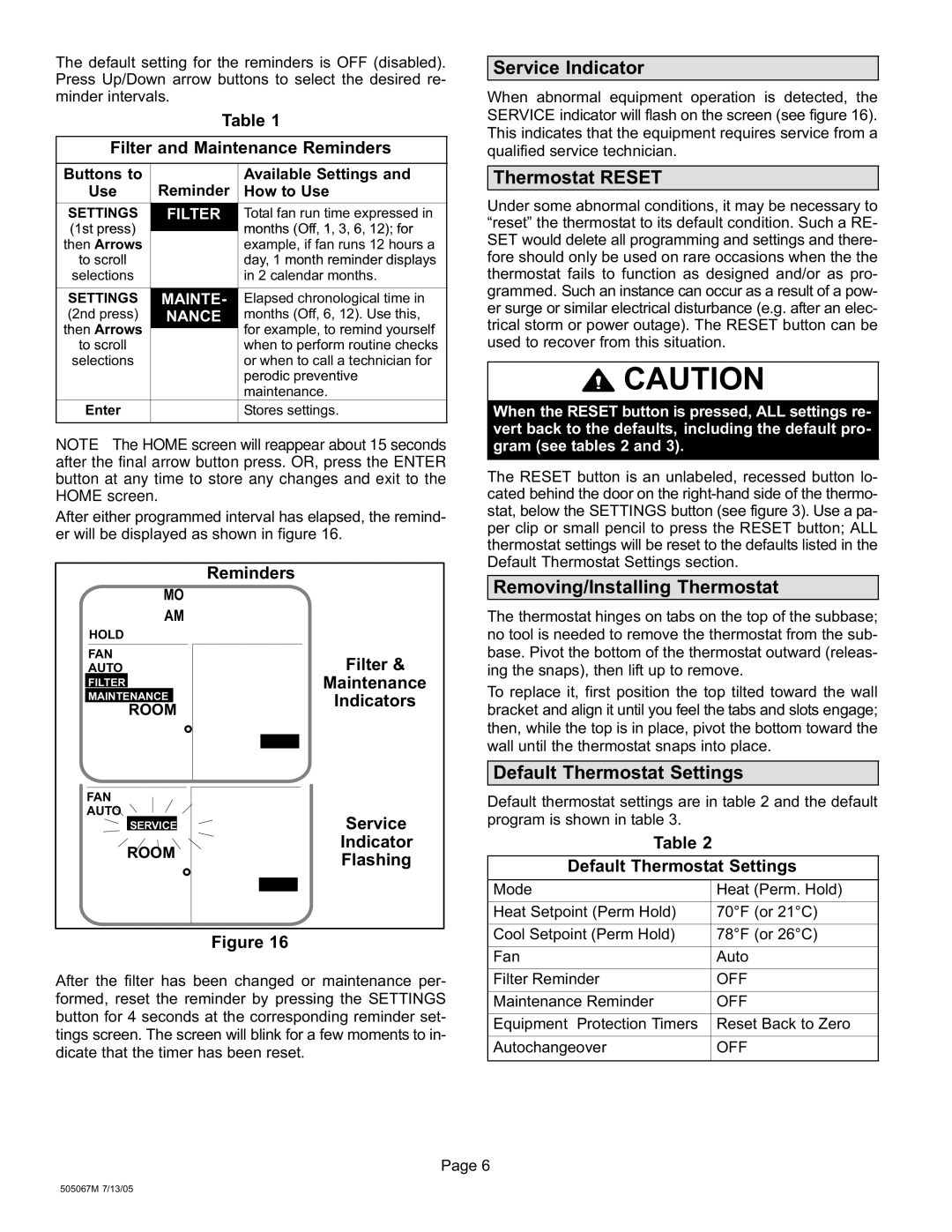 Lennox International Inc 51M37 operation manual Settings 