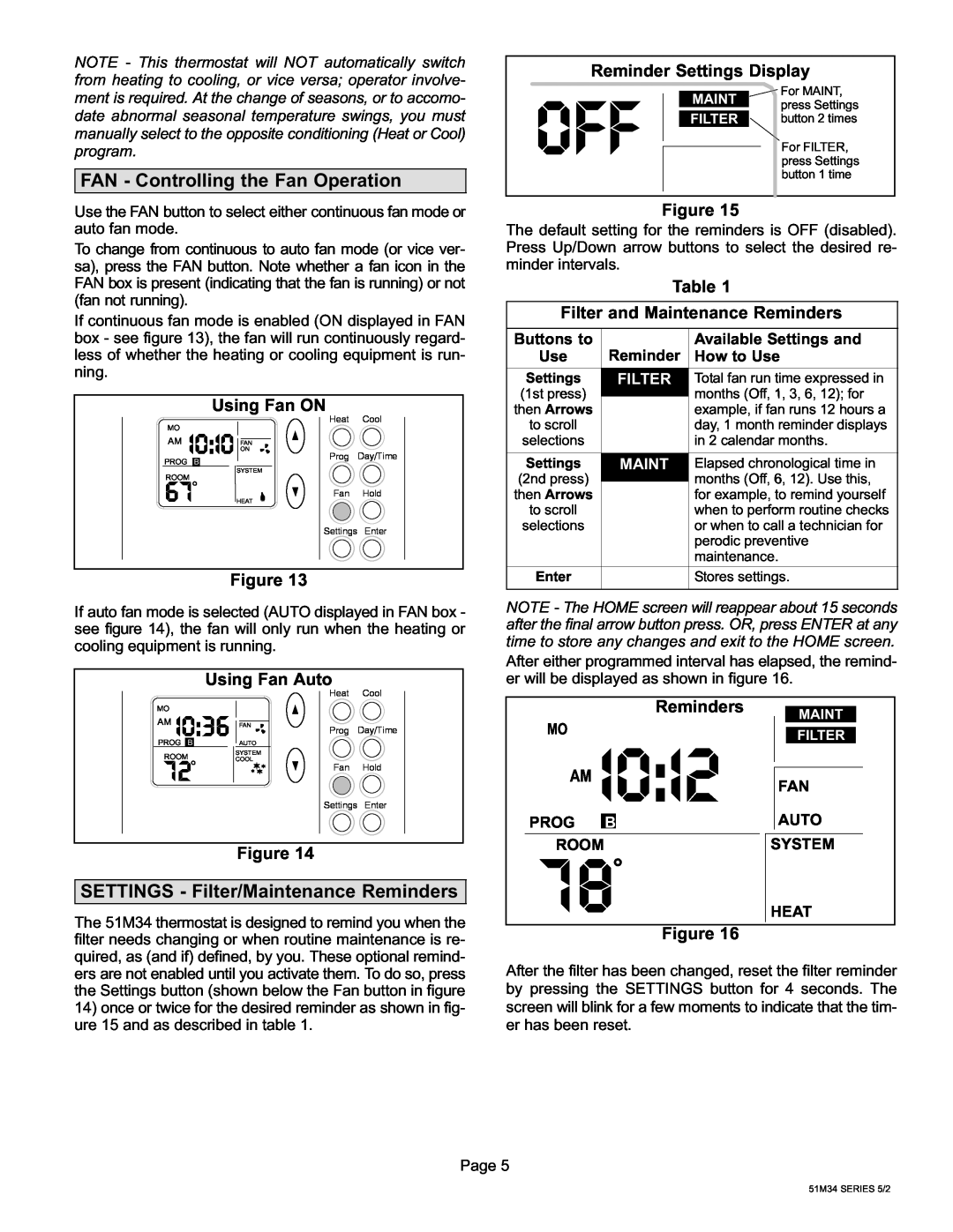 Lennox International Inc 51M37 operation manual Pm, PM I0 36 FAN, FAN − Controlling the Fan Operation, Reminders 
