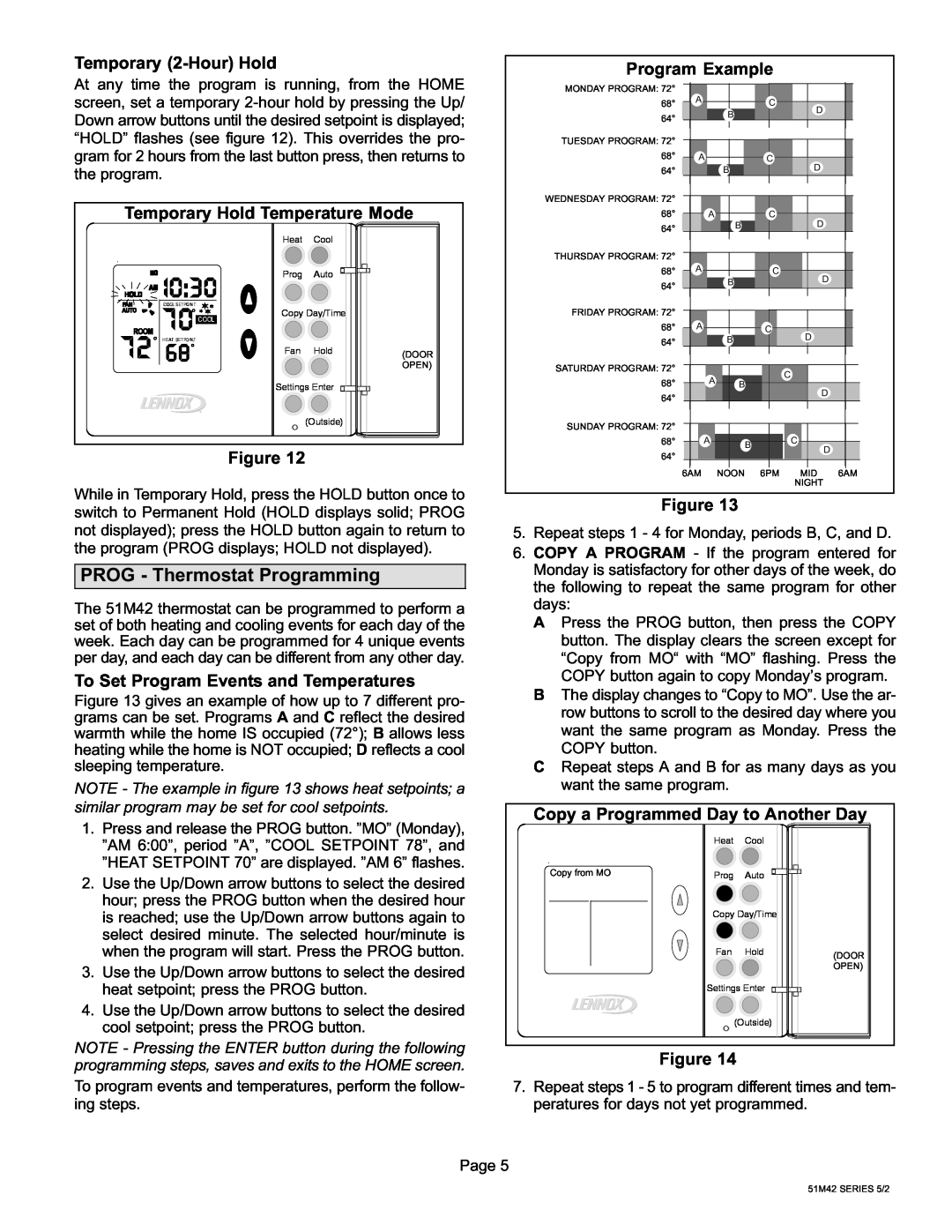 Lennox International Inc 51M37 operation manual i0, PROG − Thermostat Programming, Page 