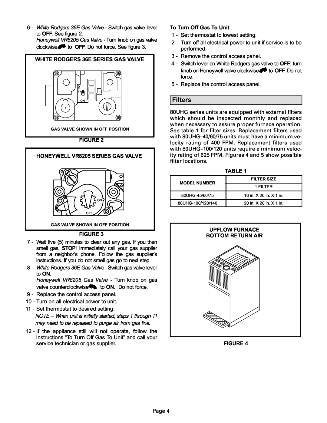 Lennox International Inc 80UHG manual Filters 