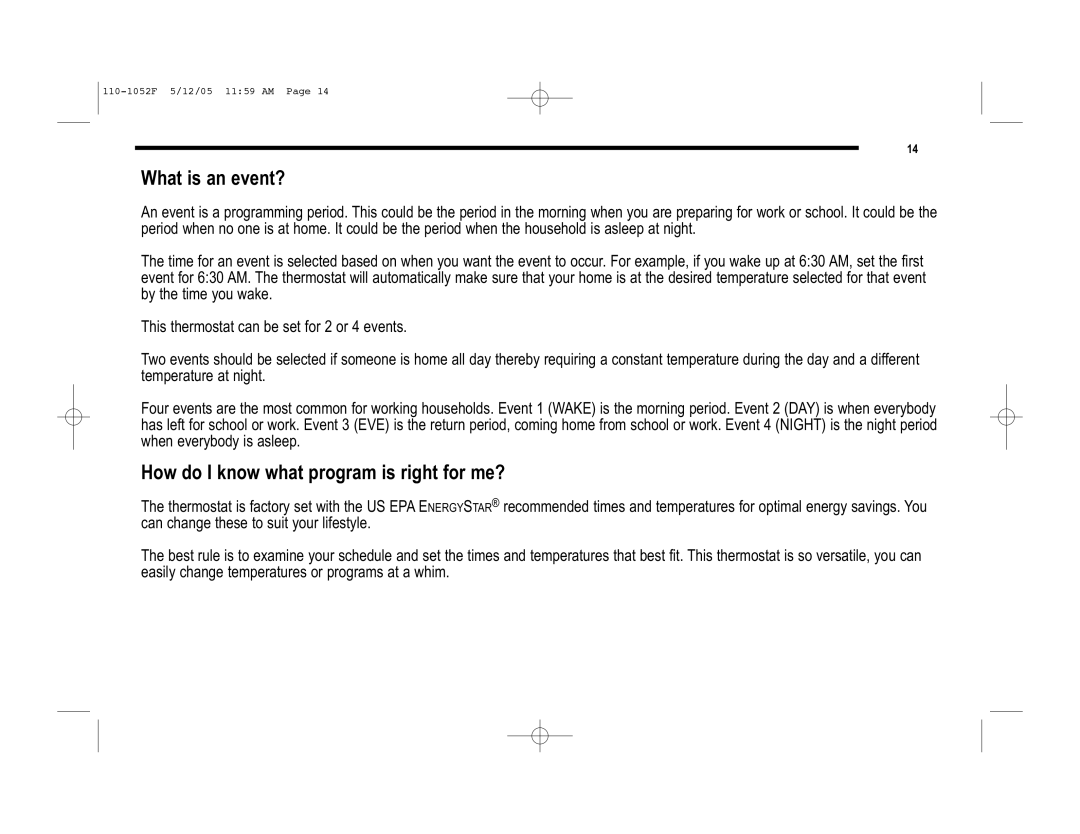 Lennox International Inc 81M26, 81M28, 81M27 user manual What is an event?, How do I know what program is right for me? 