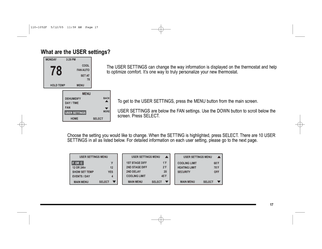 Lennox International Inc 81M26, 81M28, 81M27 user manual What are the User settings?, Or C 