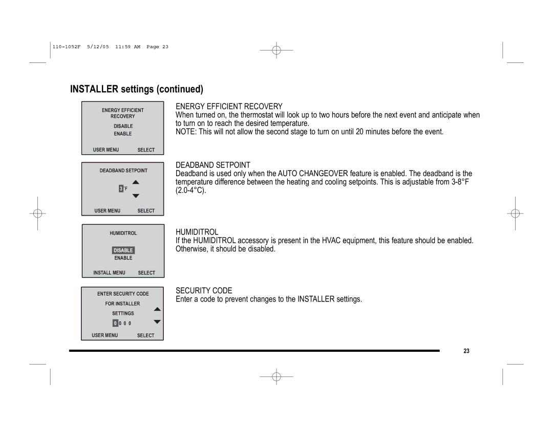 Lennox International Inc 81M26, 81M28, 81M27 user manual Energy Efficient Recovery, Deadband Setpoint, Humiditrol 