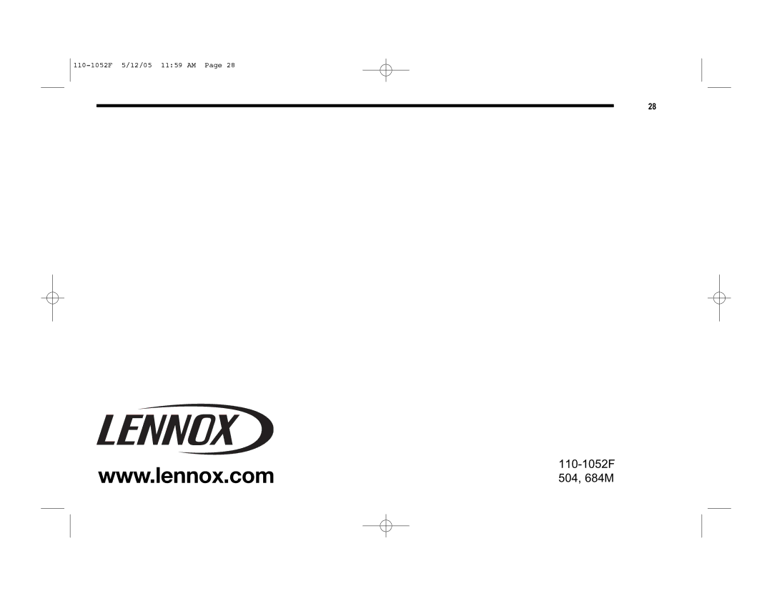 Lennox International Inc 81M27, 81M28, 81M26 user manual 504, 684M 