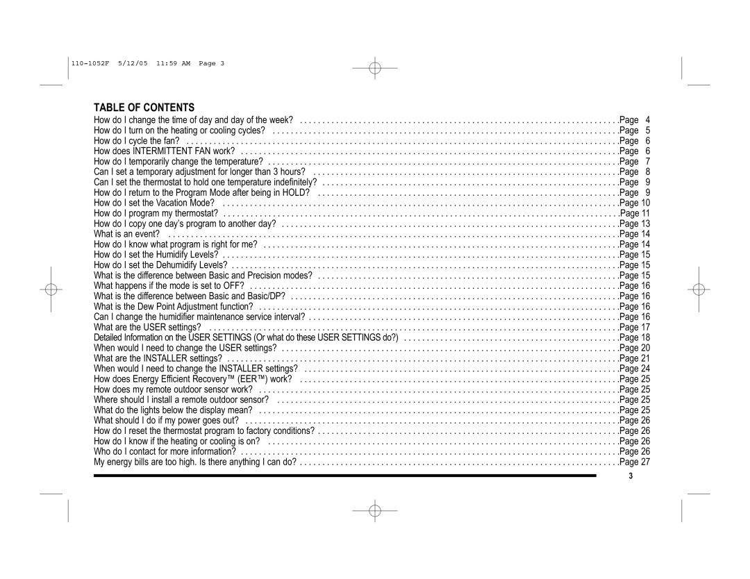 Lennox International Inc 81M28, 81M27, 81M26 user manual Table of Contents 