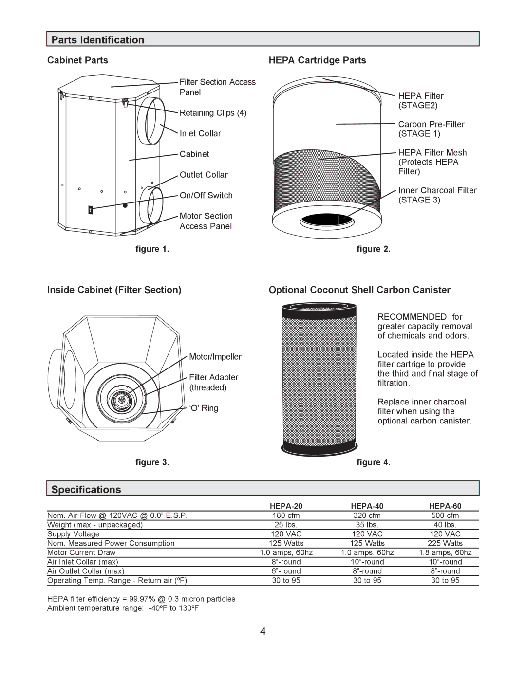 Lennox International Inc AIR CLEANERS/ FILTERS, 887M, 504 owner manual Parts Identification, Specifications 