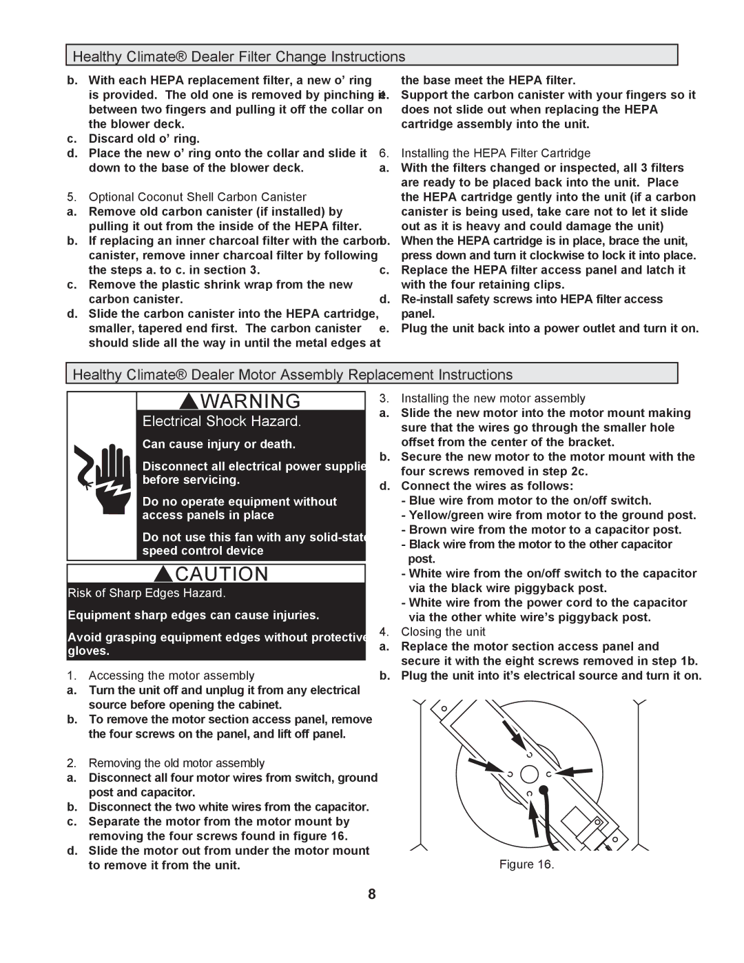 Lennox International Inc 504, 887M owner manual Optional Coconut Shell Carbon Canister, Installing the Hepa Filter Cartridge 