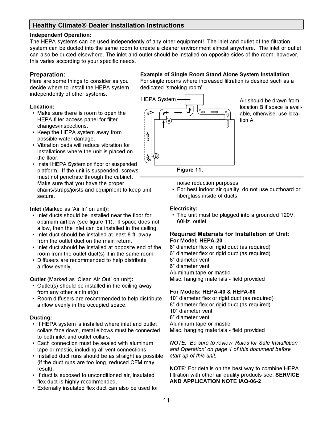 Lennox International Inc 504 Healthy Climate Dealer Installation Instructions, Preparation, Independent Operation, Ducting 