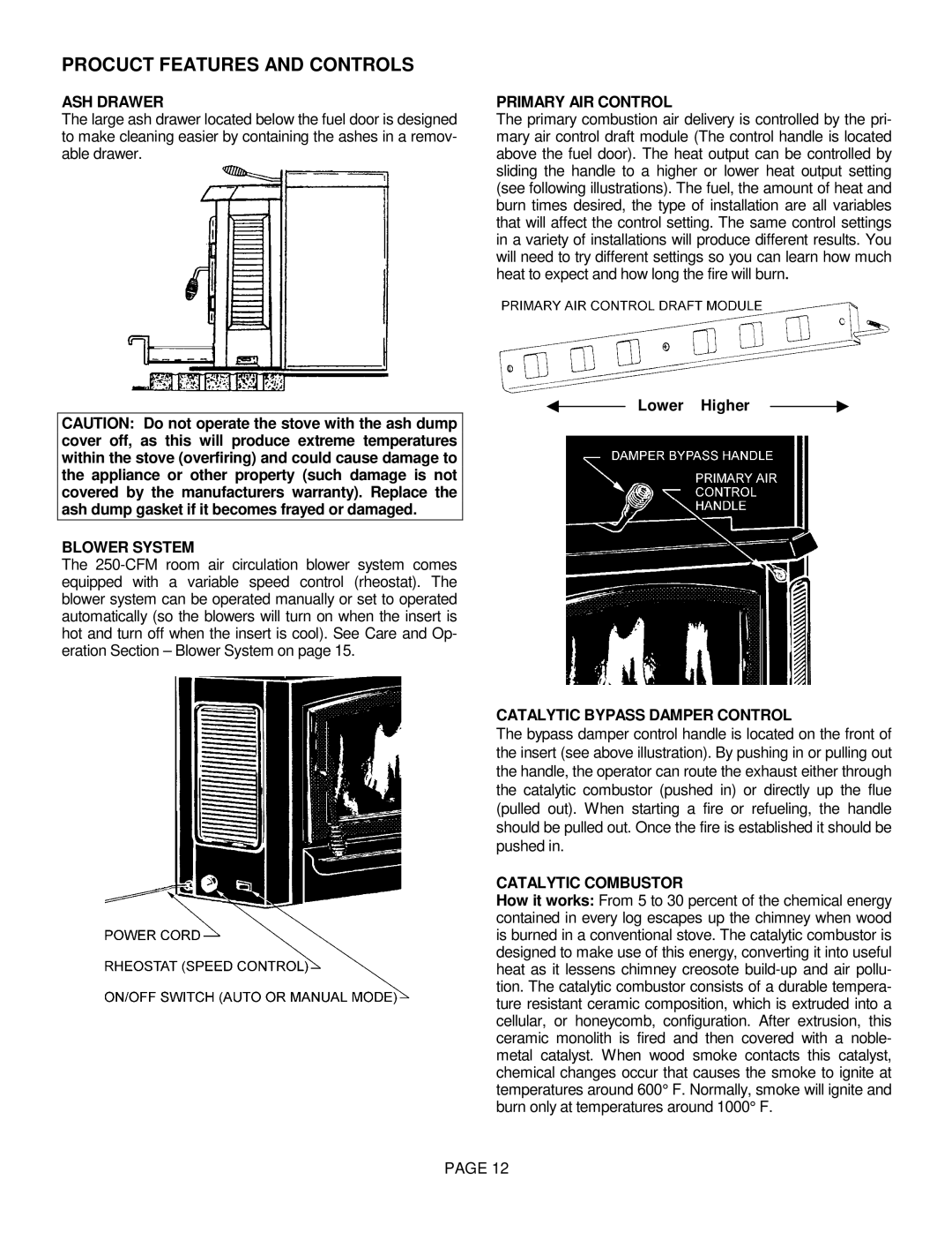 Lennox International Inc BV4000C operation manual Procuct Features and Controls 