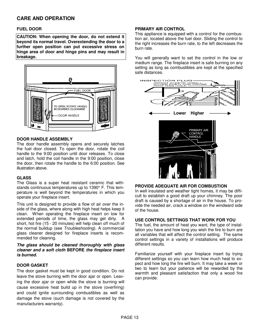 Lennox International Inc BV4000C operation manual Care and Operation 