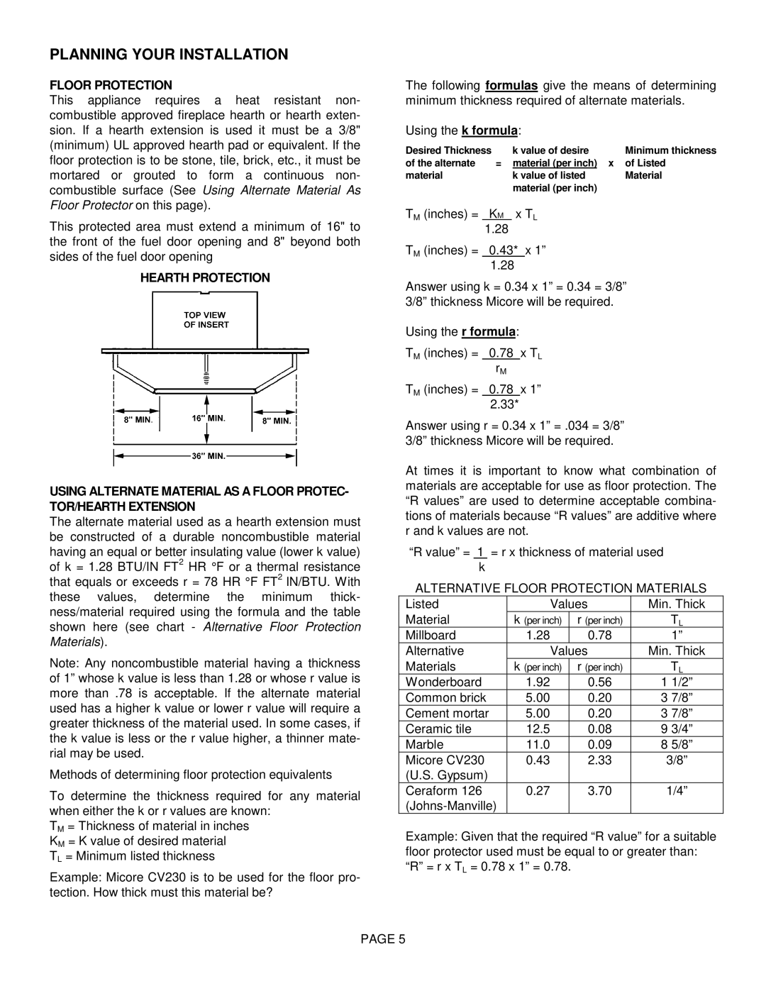 Lennox International Inc BV4000C operation manual Alternative Floor Protection Materials 