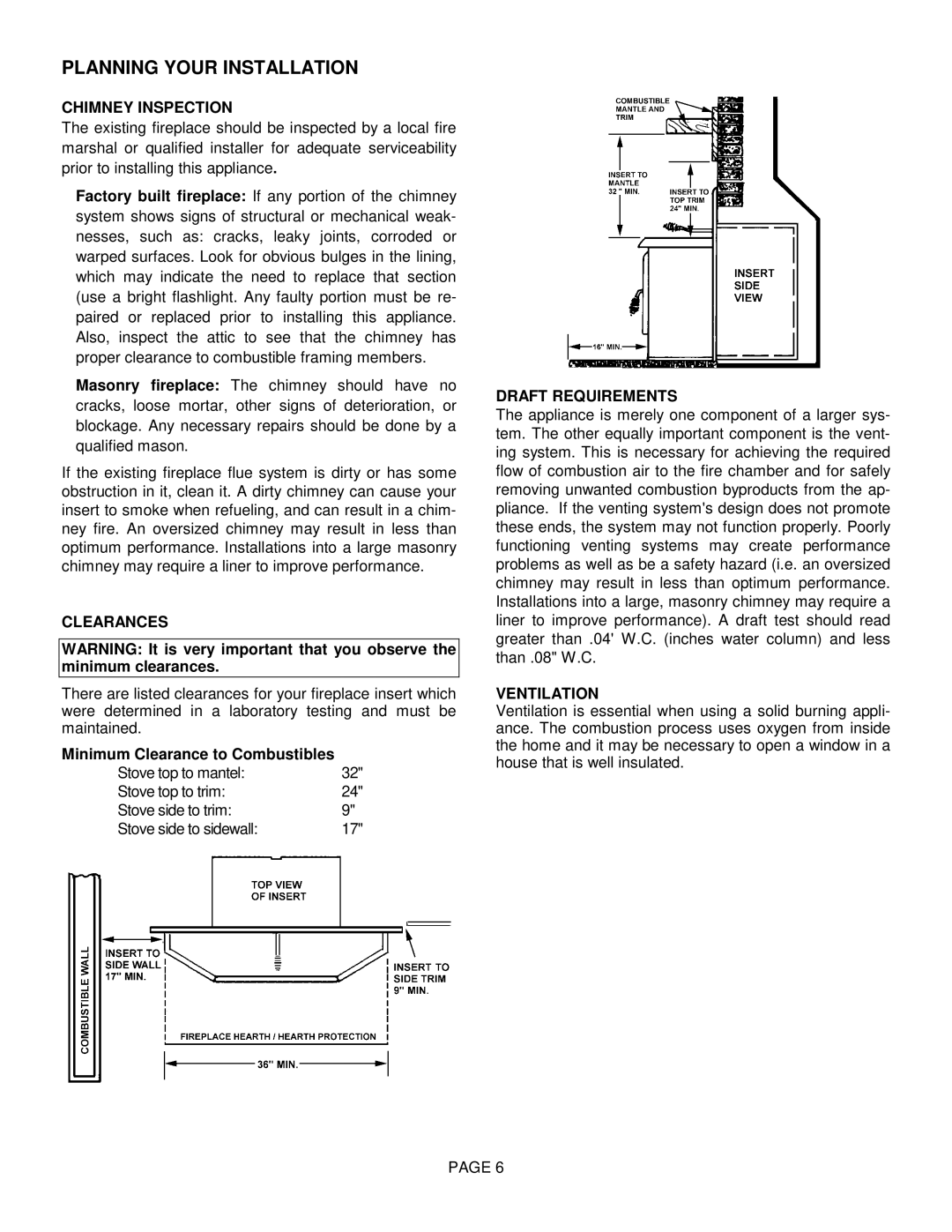 Lennox International Inc BV4000C operation manual Chimney Inspection, Clearances, Draft Requirements, Ventilation 