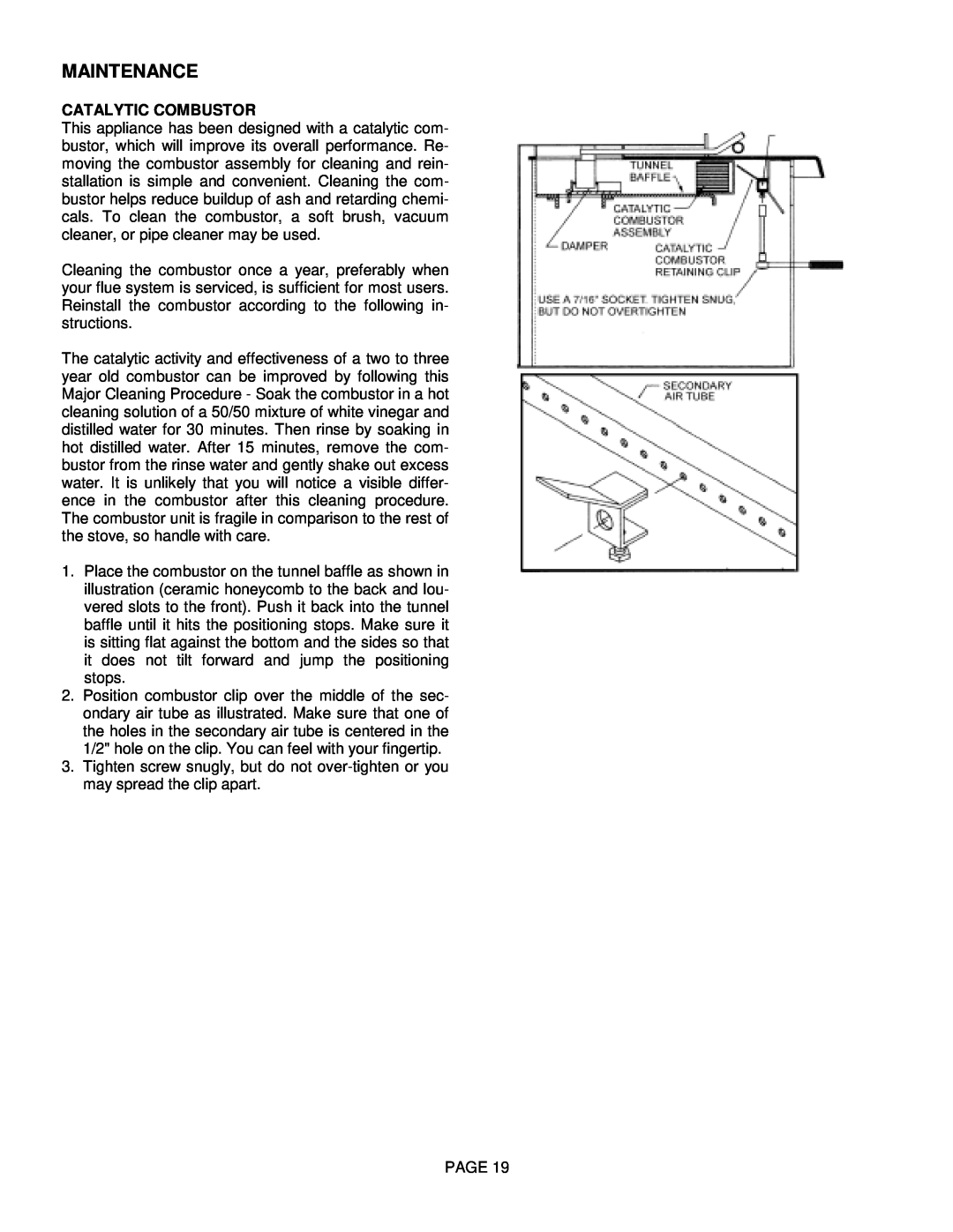 Lennox International Inc BV4000C operation manual Maintenance, Catalytic Combustor, Page 