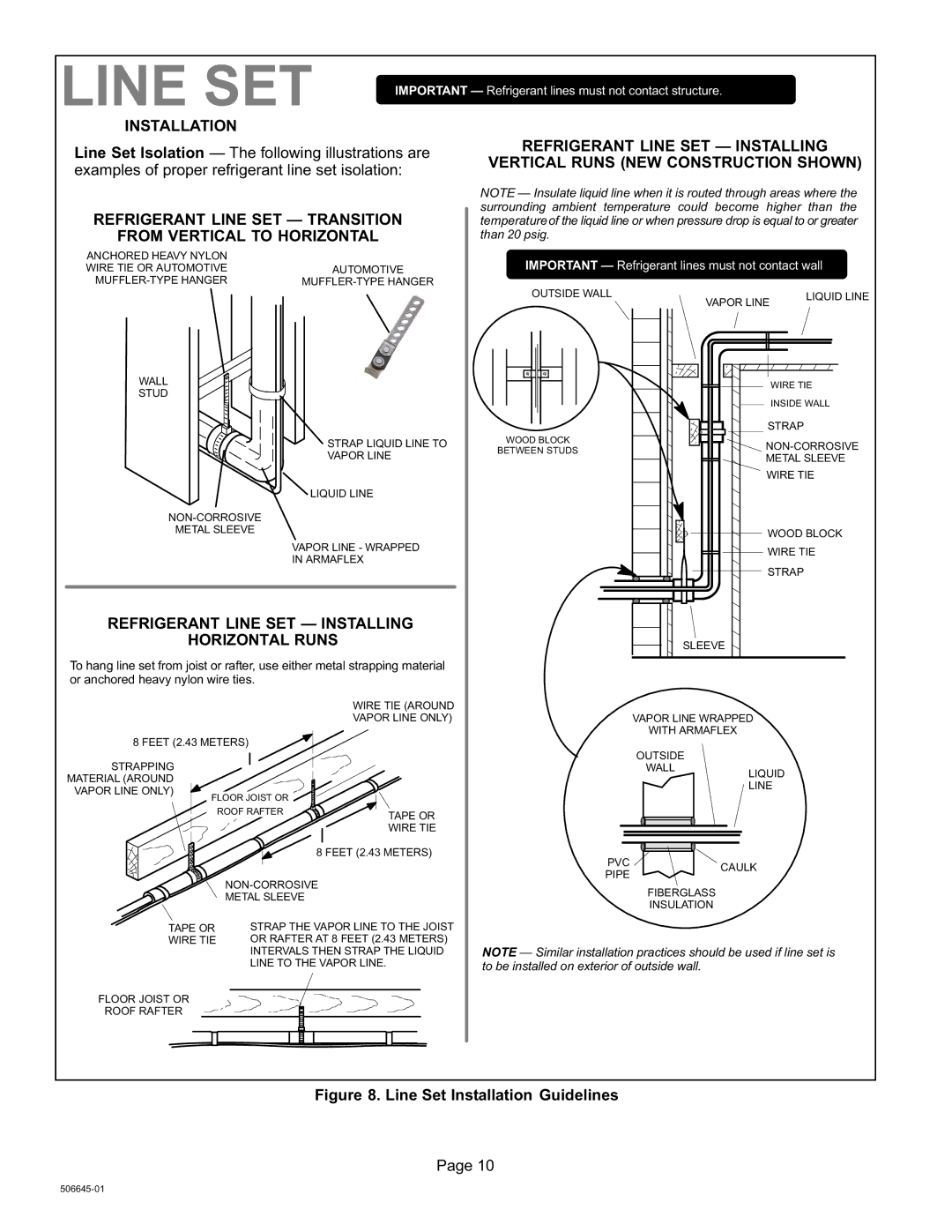 Lennox International Inc CONDENSING UNITS Installation, Refrigerant Line SET Alling, Vertical Runs NEW Construction Shown 