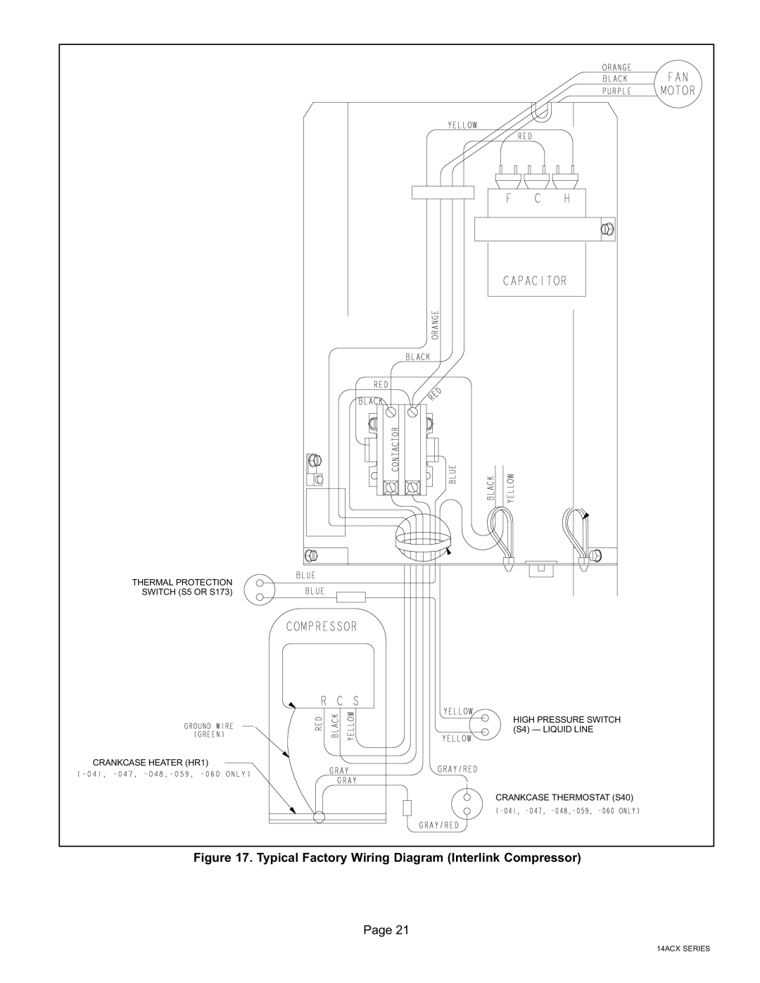 Lennox International Inc Merit Series 14ACX Units, CONDENSING UNITS Typical Factory Wiring Diagram Interlink Compressor 