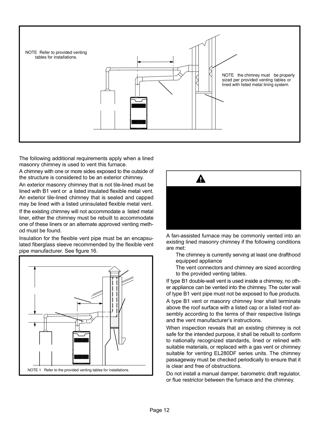 Lennox International Inc EL280DF installation instructions Tables for installations 