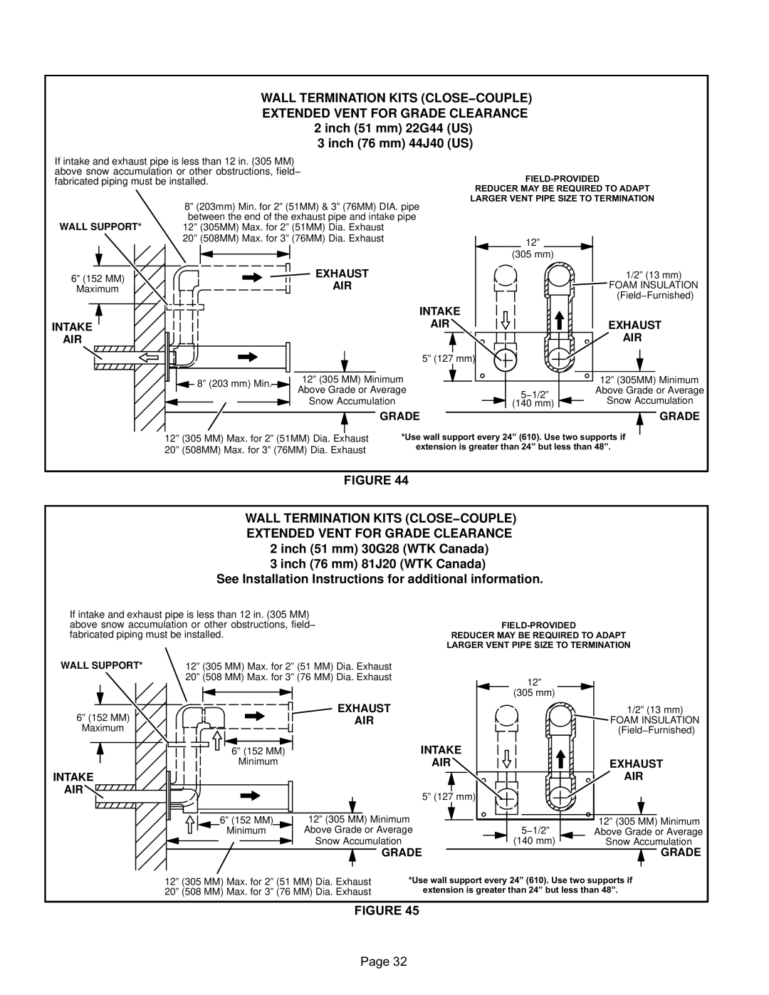 Lennox International Inc EL296UHE, Elite Series Gas Furnace installation instructions Exhaust 