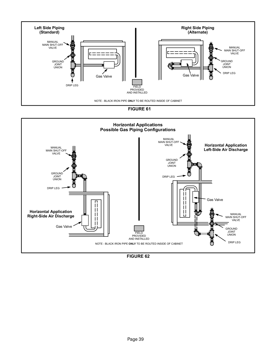 Lennox International Inc Elite Series Gas Furnace, EL296UHE Horizontal Applications Possible Gas Piping Configurations 