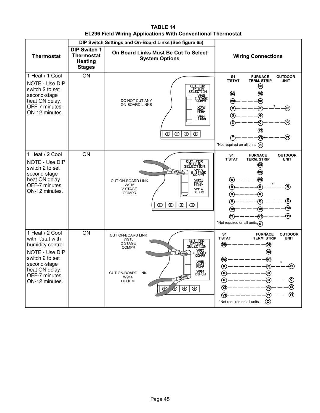 Lennox International Inc Elite Series Gas Furnace, EL296UHE EL296 Field Wiring Applications With Conventional Thermostat 