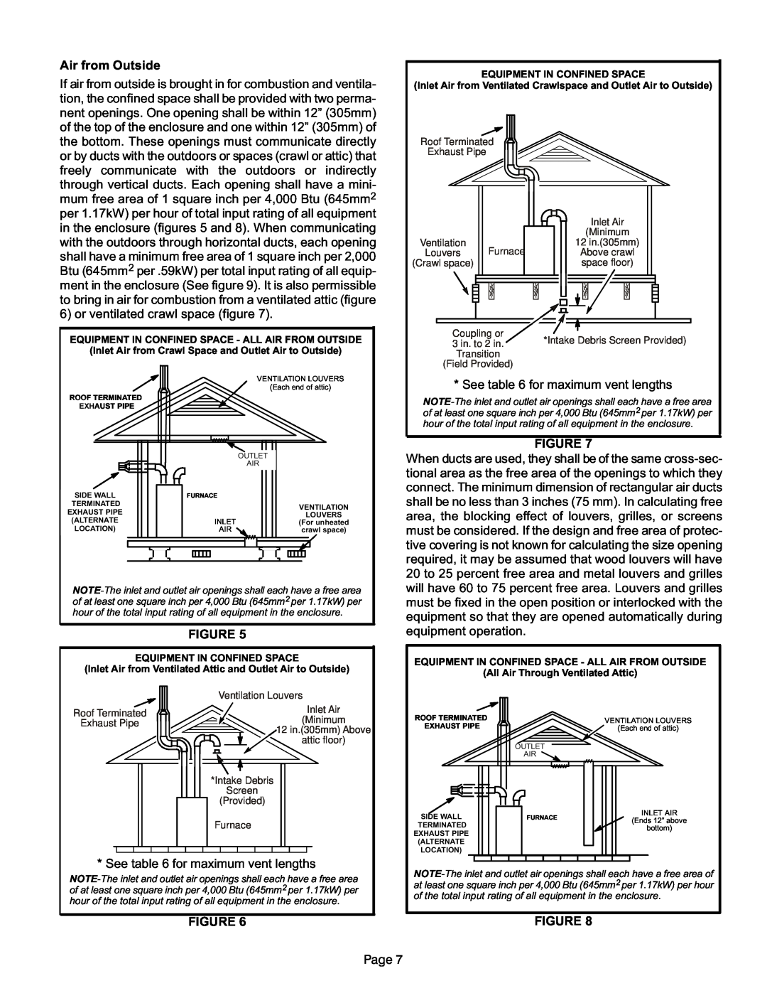 Lennox International Inc Elite Series Gas Furnace, EL296UHE installation instructions Air from Outside 