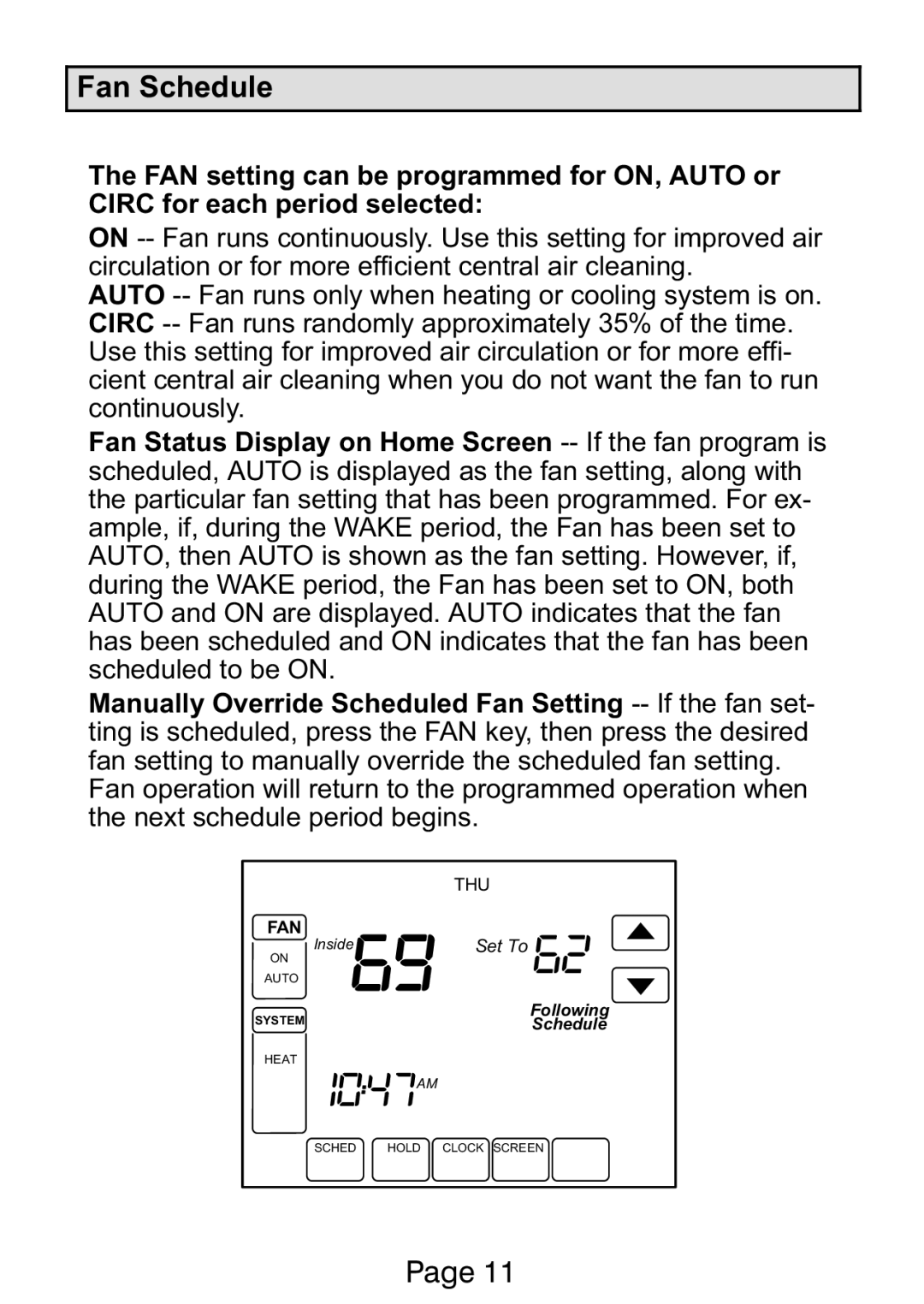 Lennox International Inc Ellite Series manual Fan Schedule 