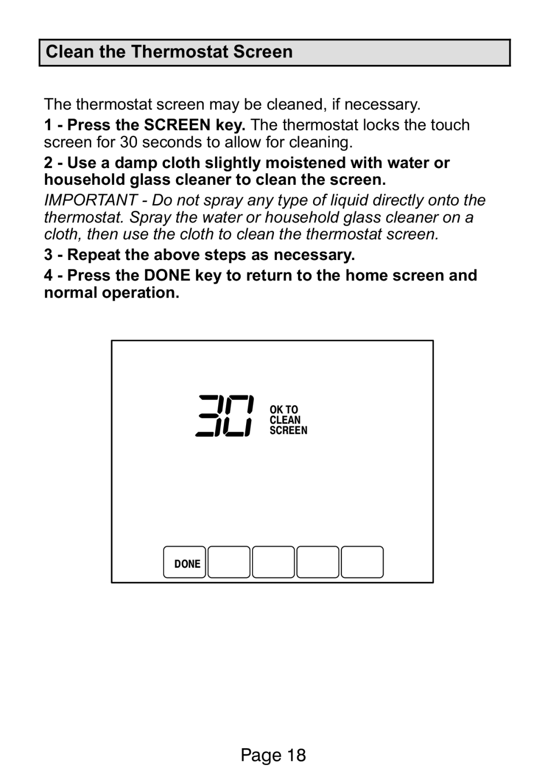 Lennox International Inc Ellite Series manual Clean the Thermostat Screen 