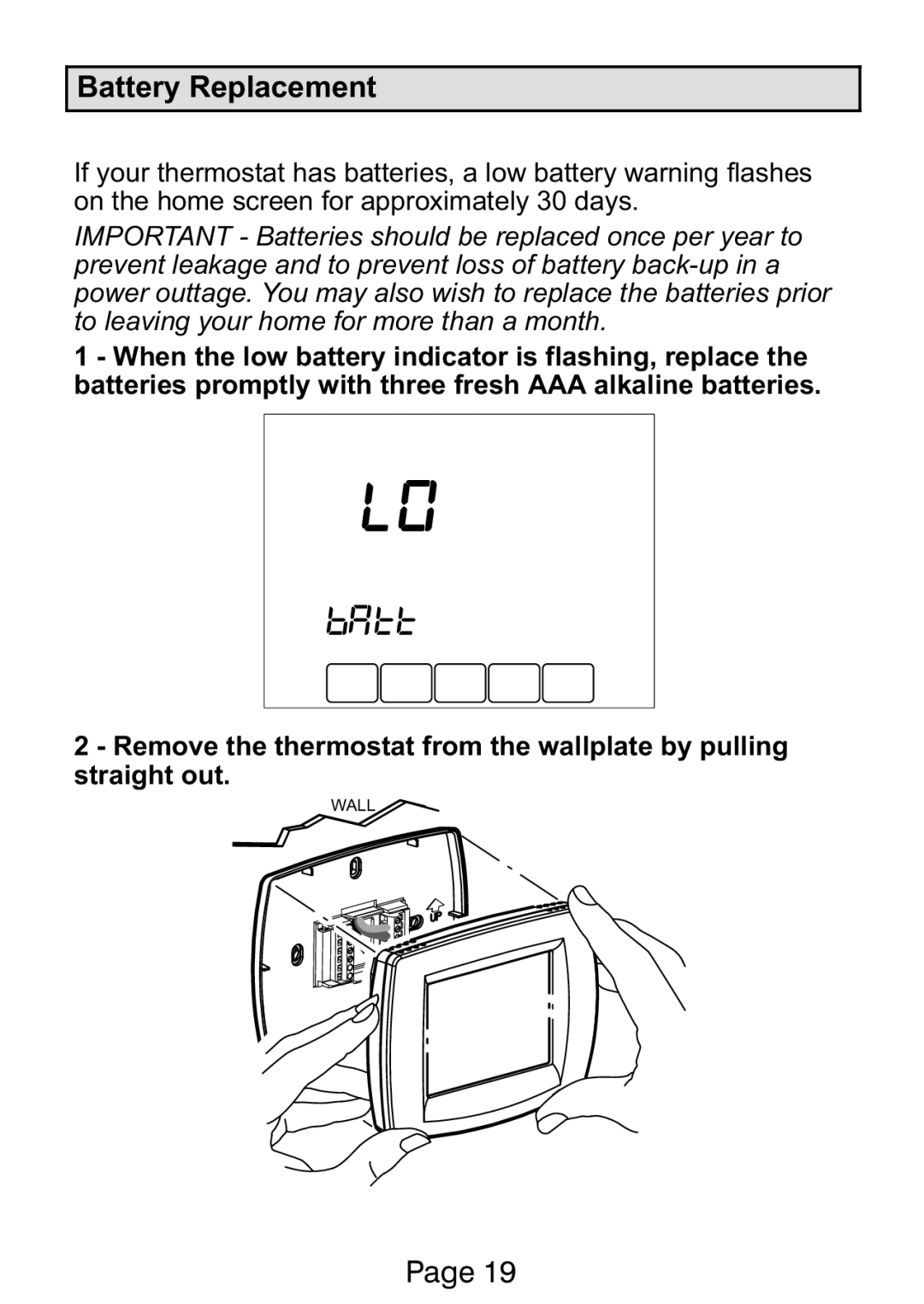 Lennox International Inc Ellite Series manual Battery Replacement 