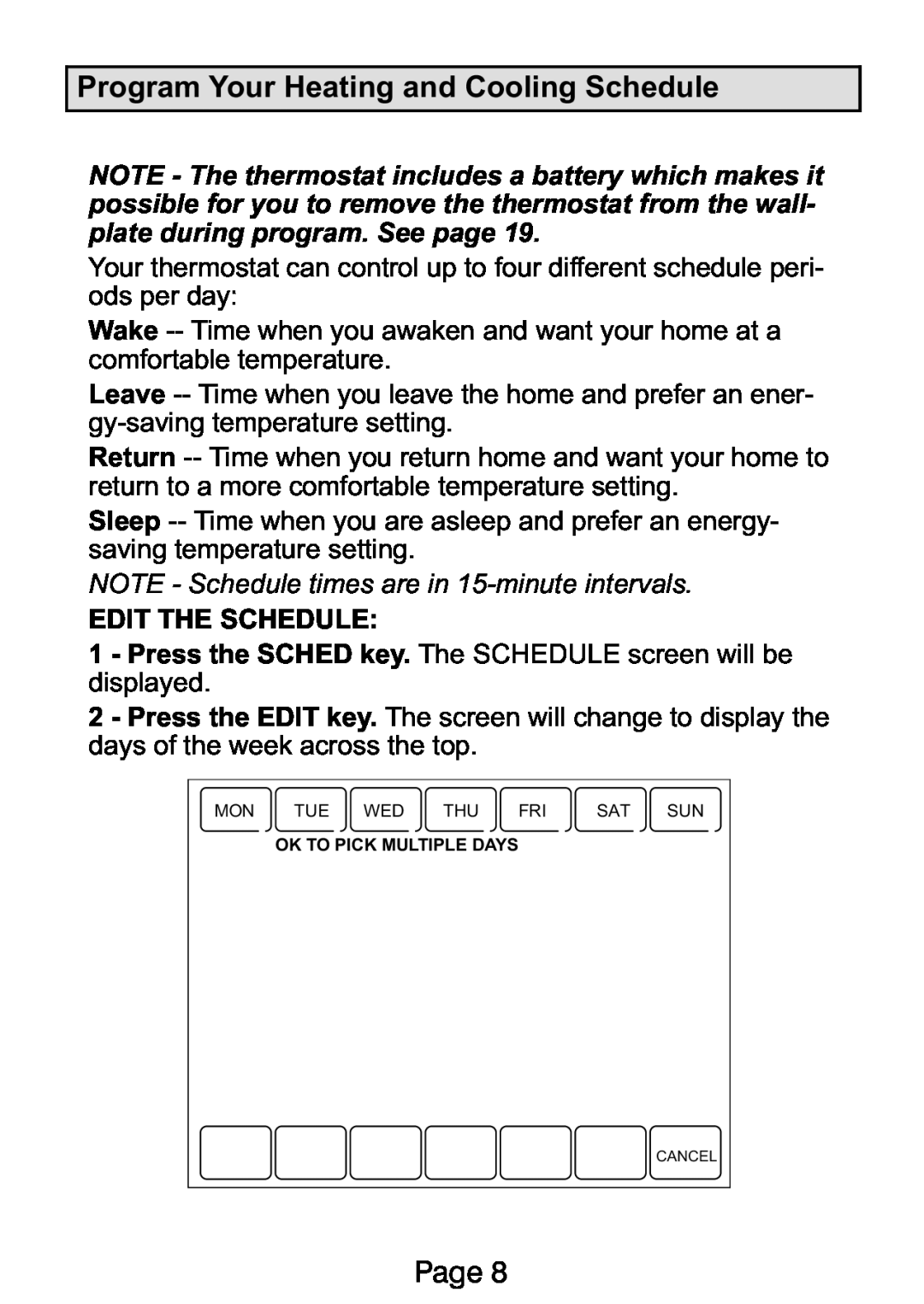 Lennox International Inc Ellite Series manual Program Your Heating and Cooling Schedule, Page 