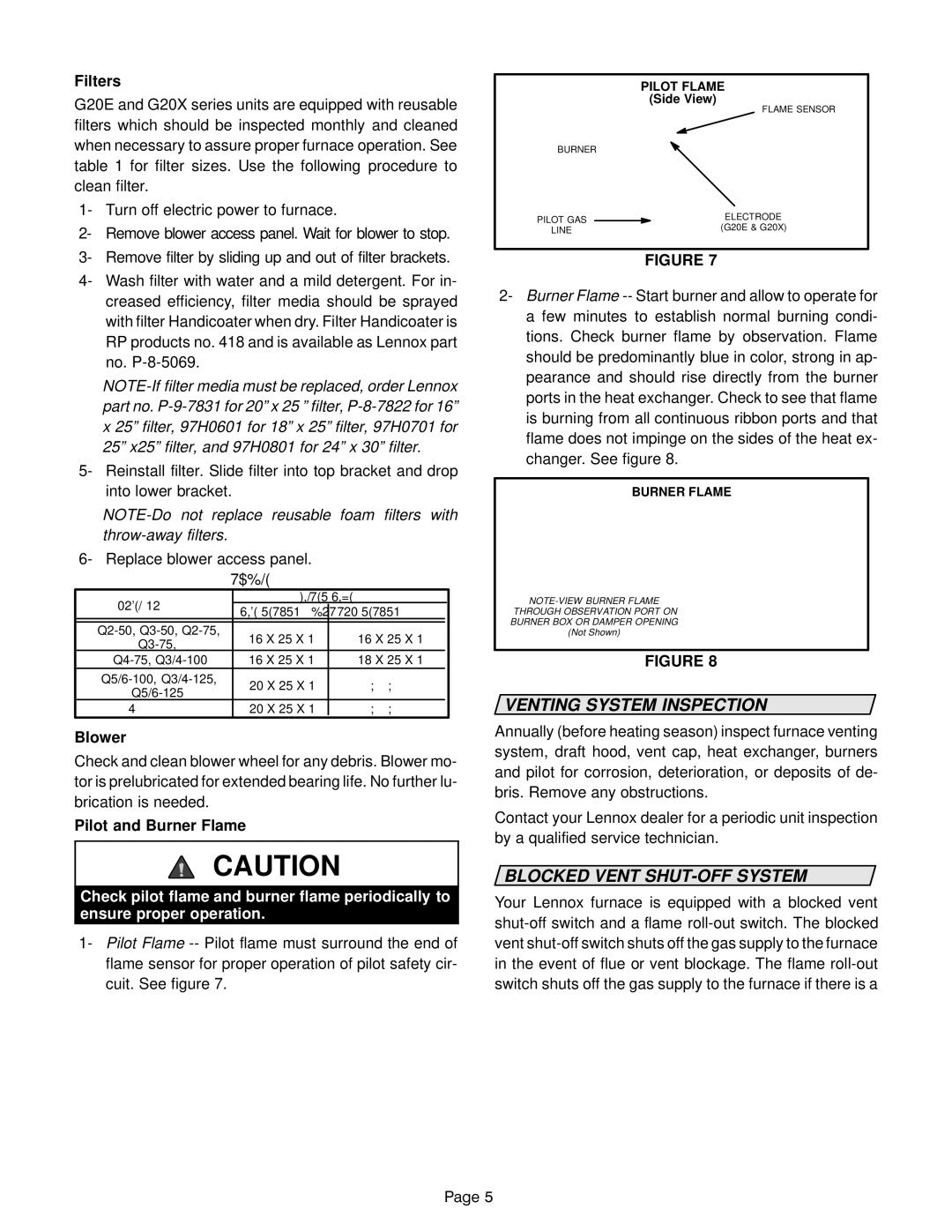 Lennox International Inc G20 manual Venting System Inspection, Blocked Vent SHUT-OFF System, Filters, Blower 