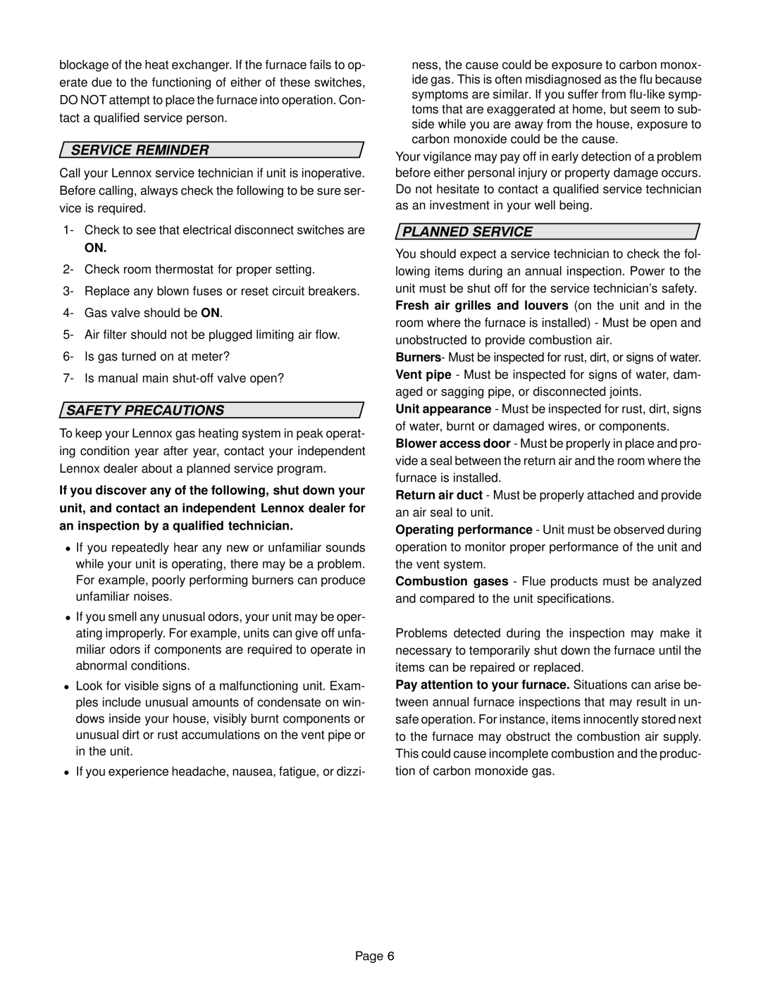 Lennox International Inc G20 manual 3DJH, Service Reminder 