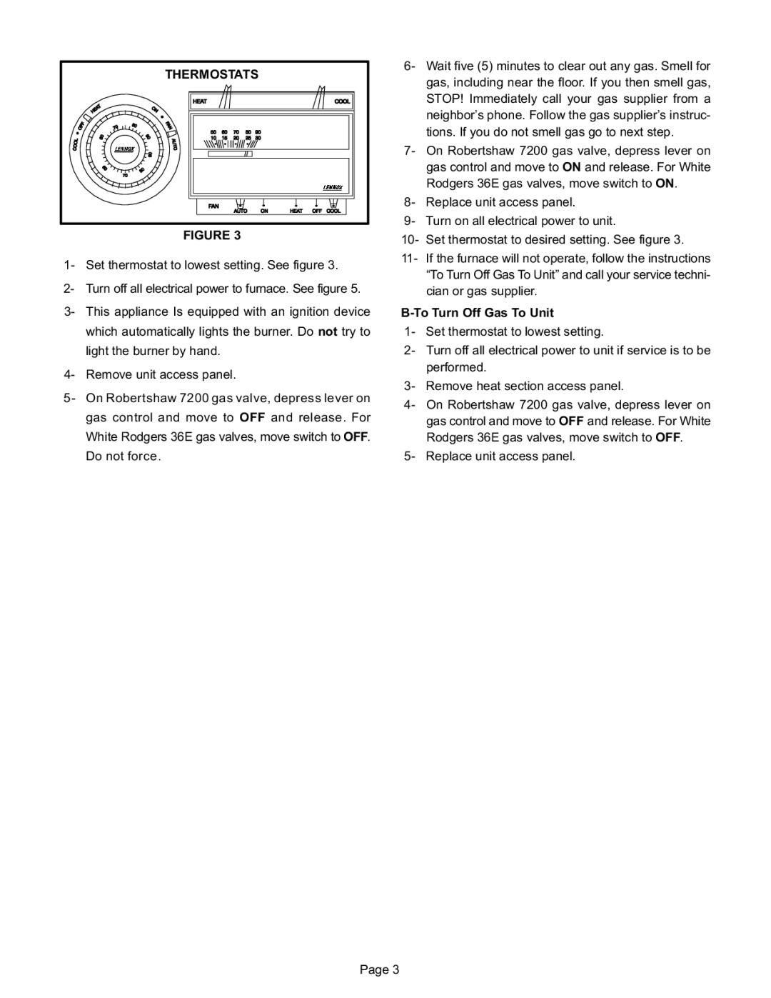 Lennox International Inc G21Q, G21 V SERIES manual Thermostats 