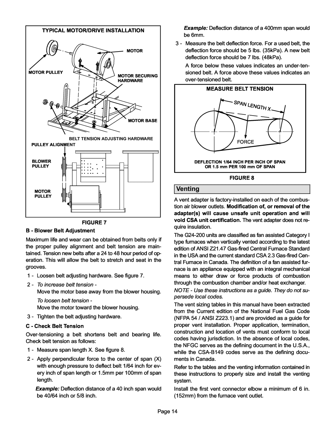 Lennox International Inc G24-200 installation instructions Venting 