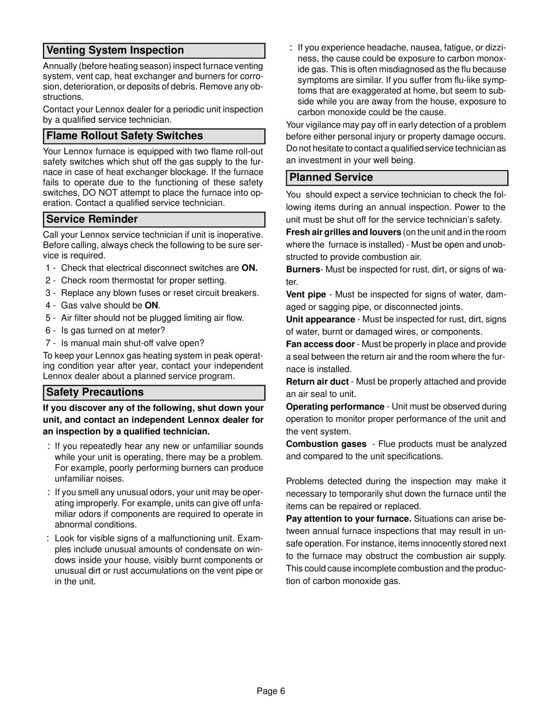 Lennox International Inc G24M SERIES manual Venting System Inspection, Flame Rollout Safety Switches, Service Reminder 