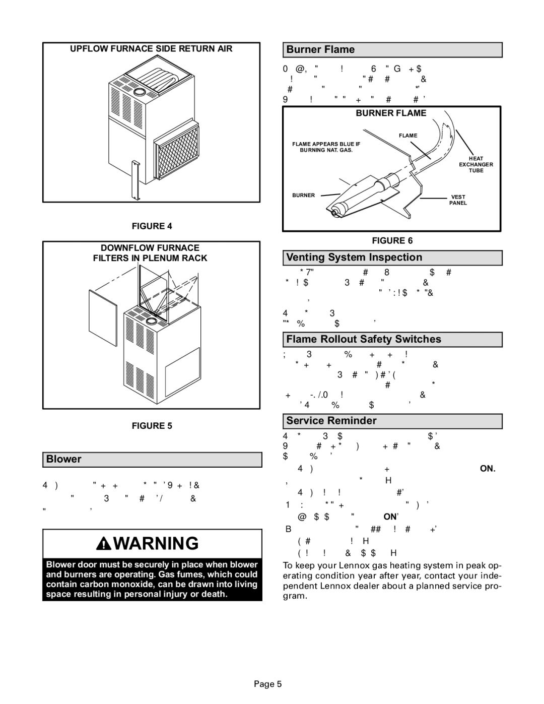 Lennox International Inc G27M manual Blower, Burner Flame, Venting System Inspection, Flame Rollout Safety Switches 