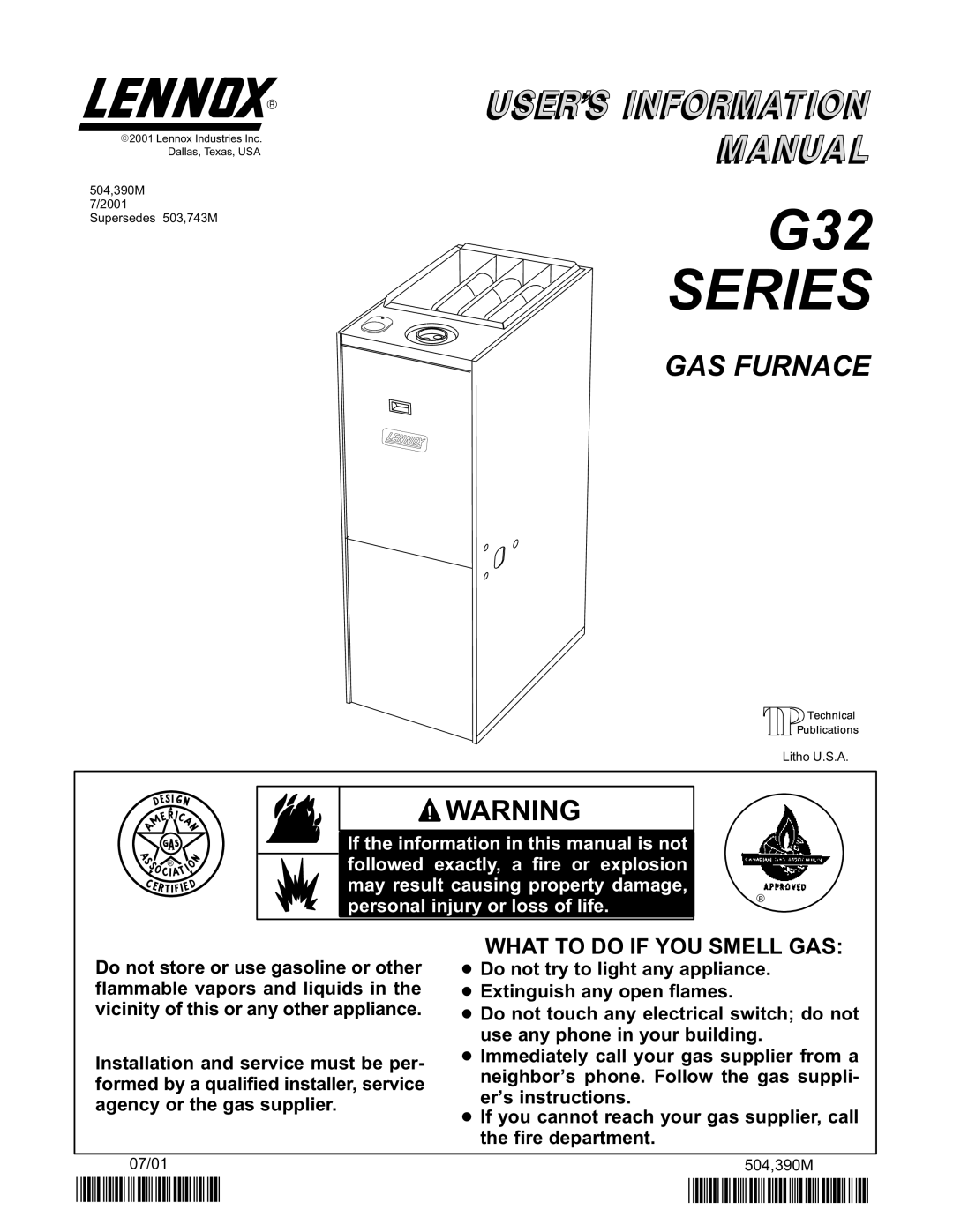 Lennox International Inc G32 SERIES manual G32 Series 